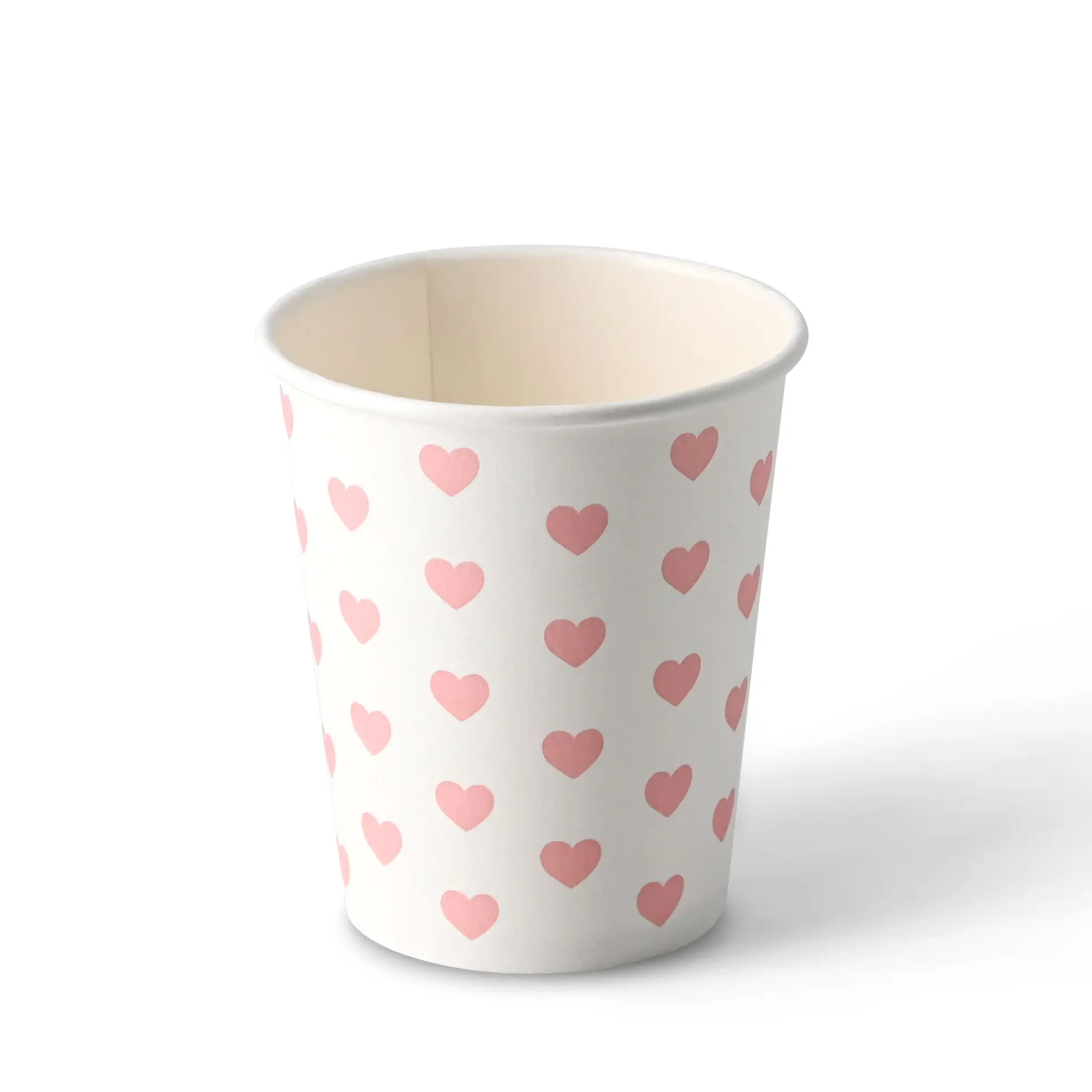 8 oz Paper cup printed with "Hearts", Ø 80 mm, white