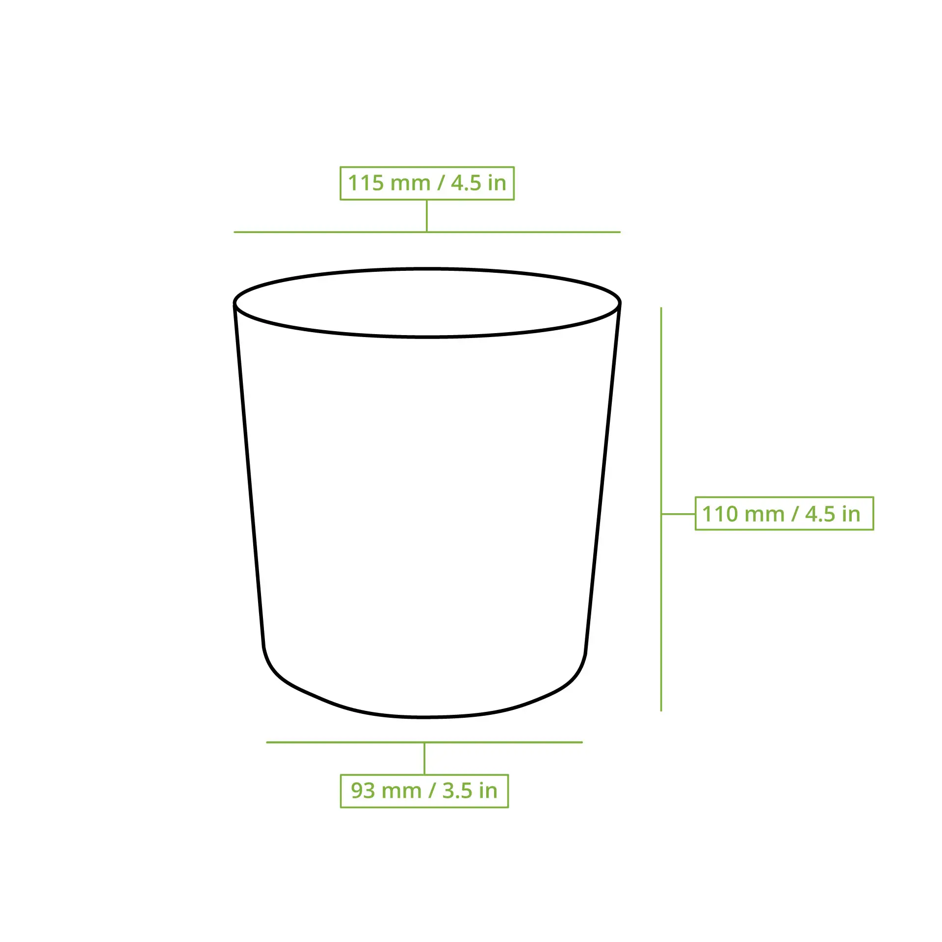 White biodegradable soup cup made of cardboard, 16 oz capacity, 115 mm diameter, with PLA coating and FSC certification.