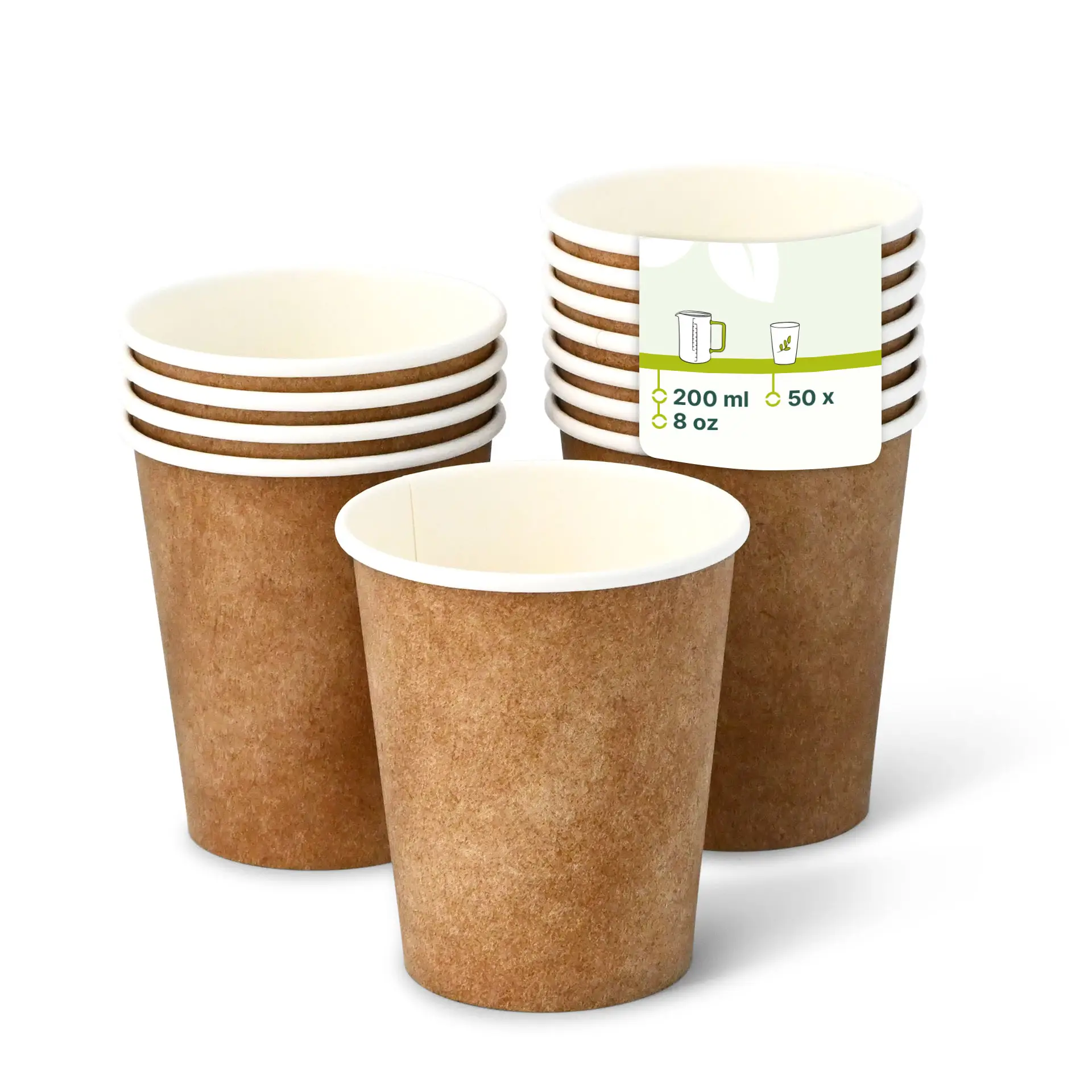 8 oz Paper cups single wall, Ø 80 mm, kraft dhd045261-pappbecher-200-ml-8-oz-80-mm-braun-innen-weiss