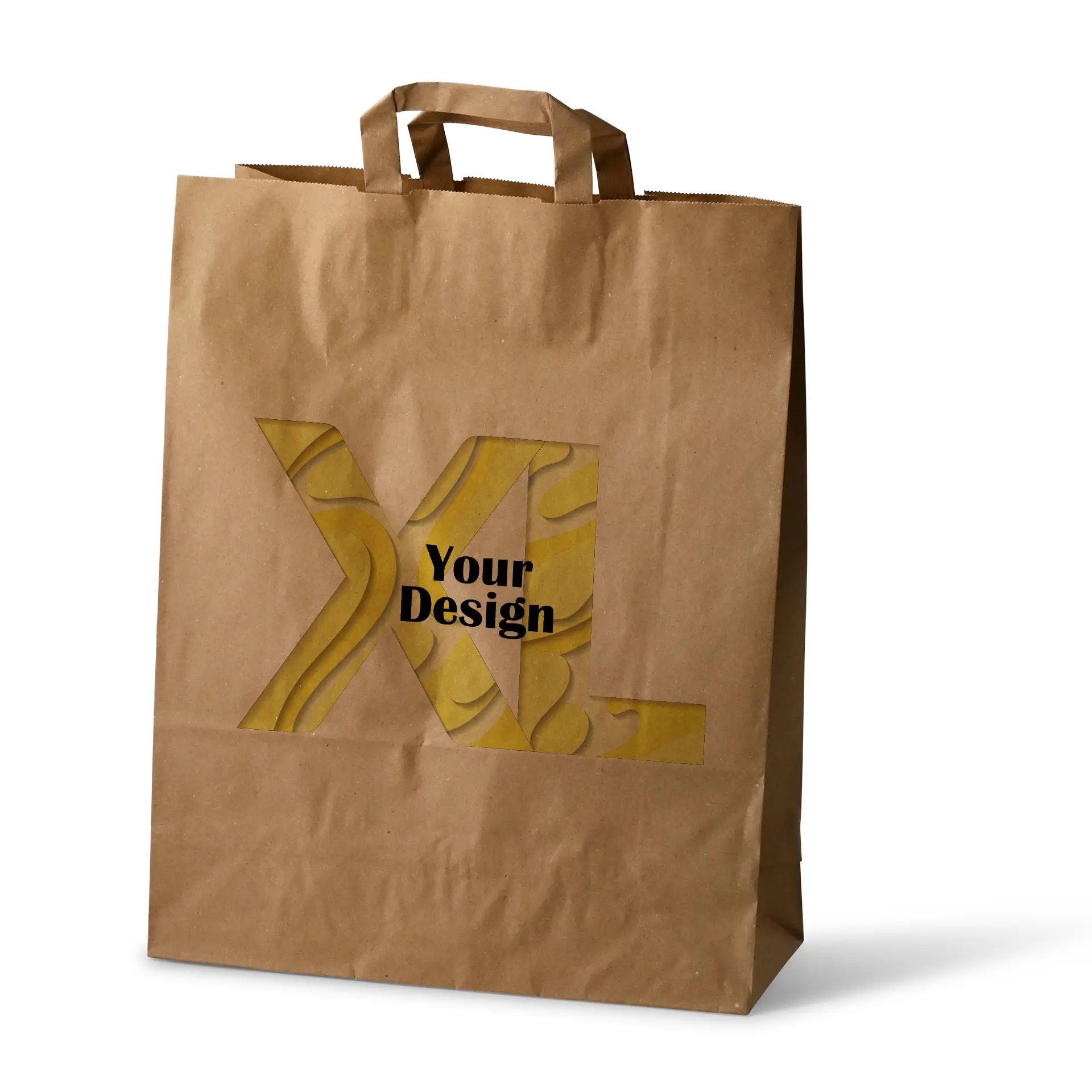Print paper carrier bags, brown, XL - 32 x 12 x 40 cm