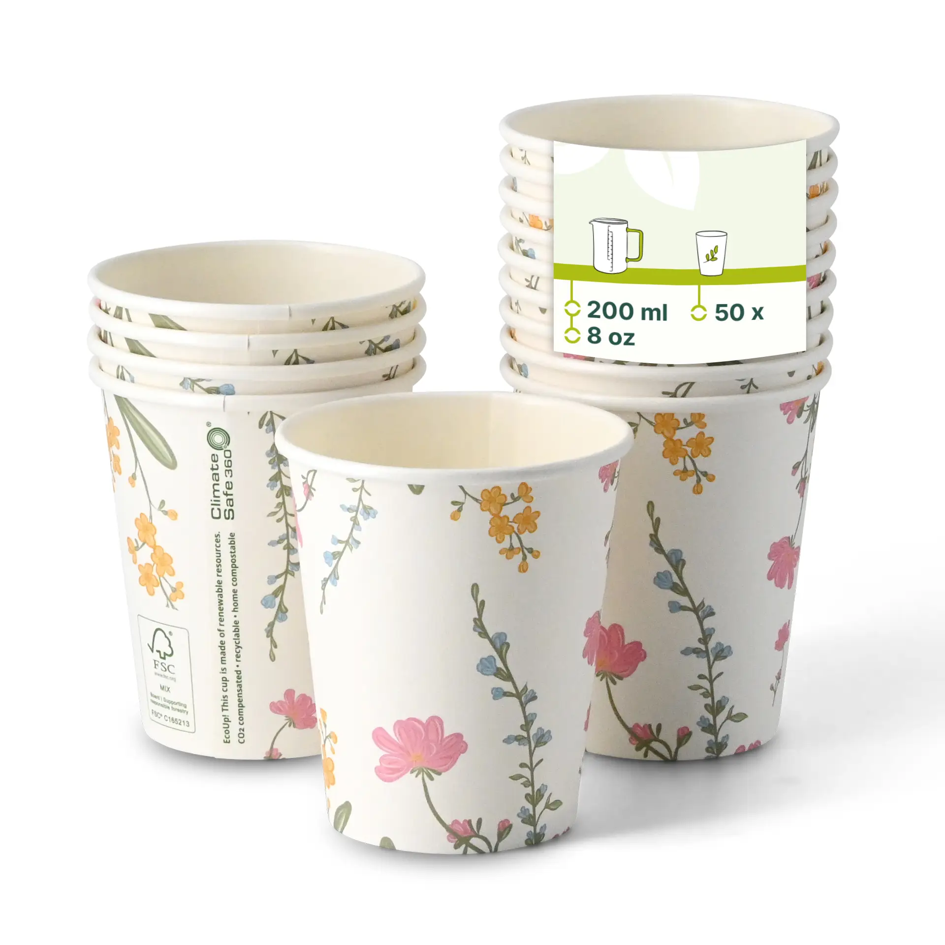 8 oz Paper cup printed with "Spring", Ø 80 mm, white