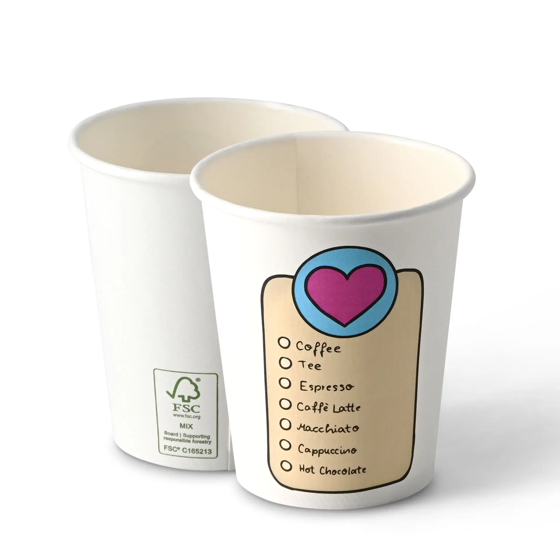 8 oz Paper cup printed with "Coffeelove", Ø 80 mm, white