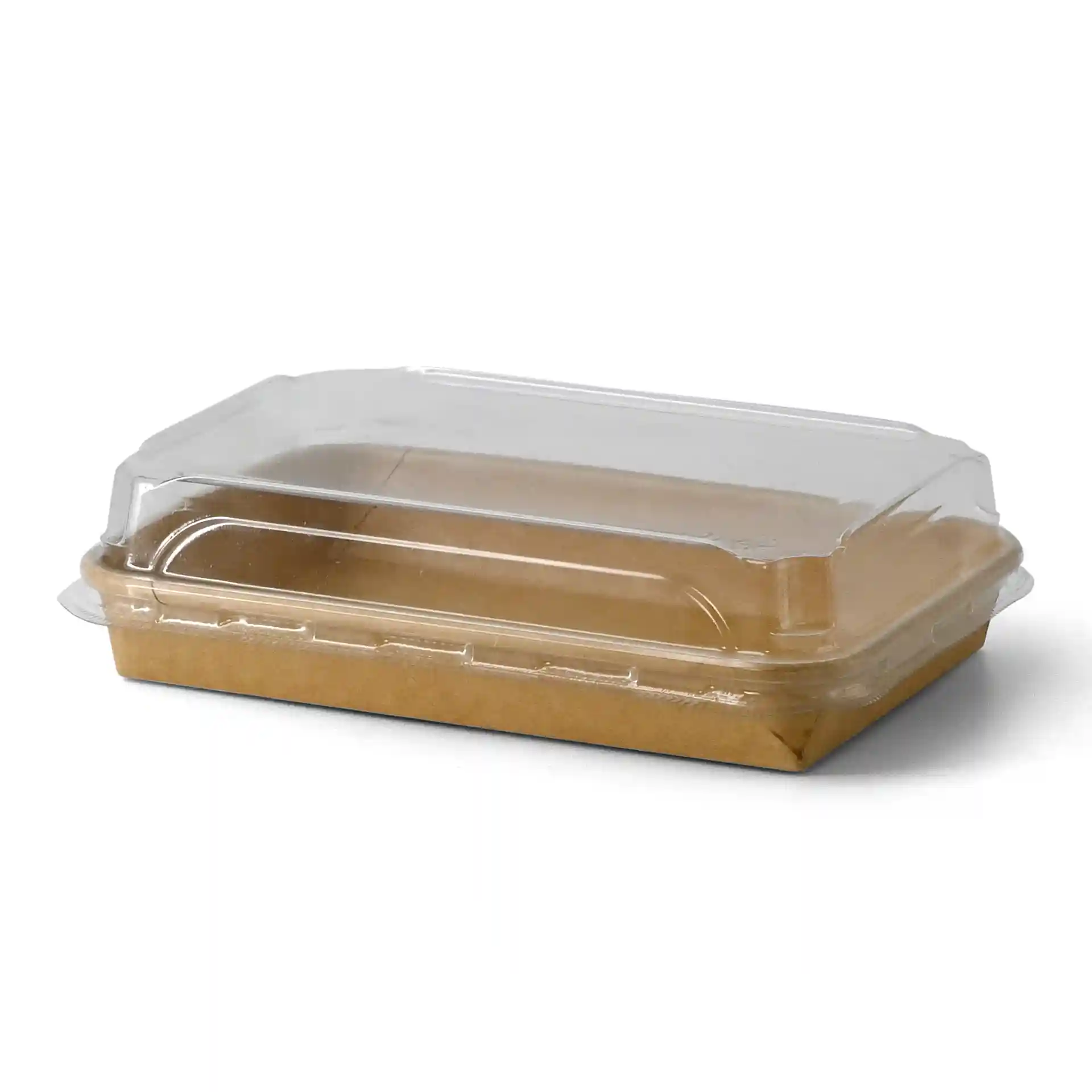 Transparent PET lid for sushi box, dimensions 22 x 14 x 3 cm, with a height of 3.2 cm.