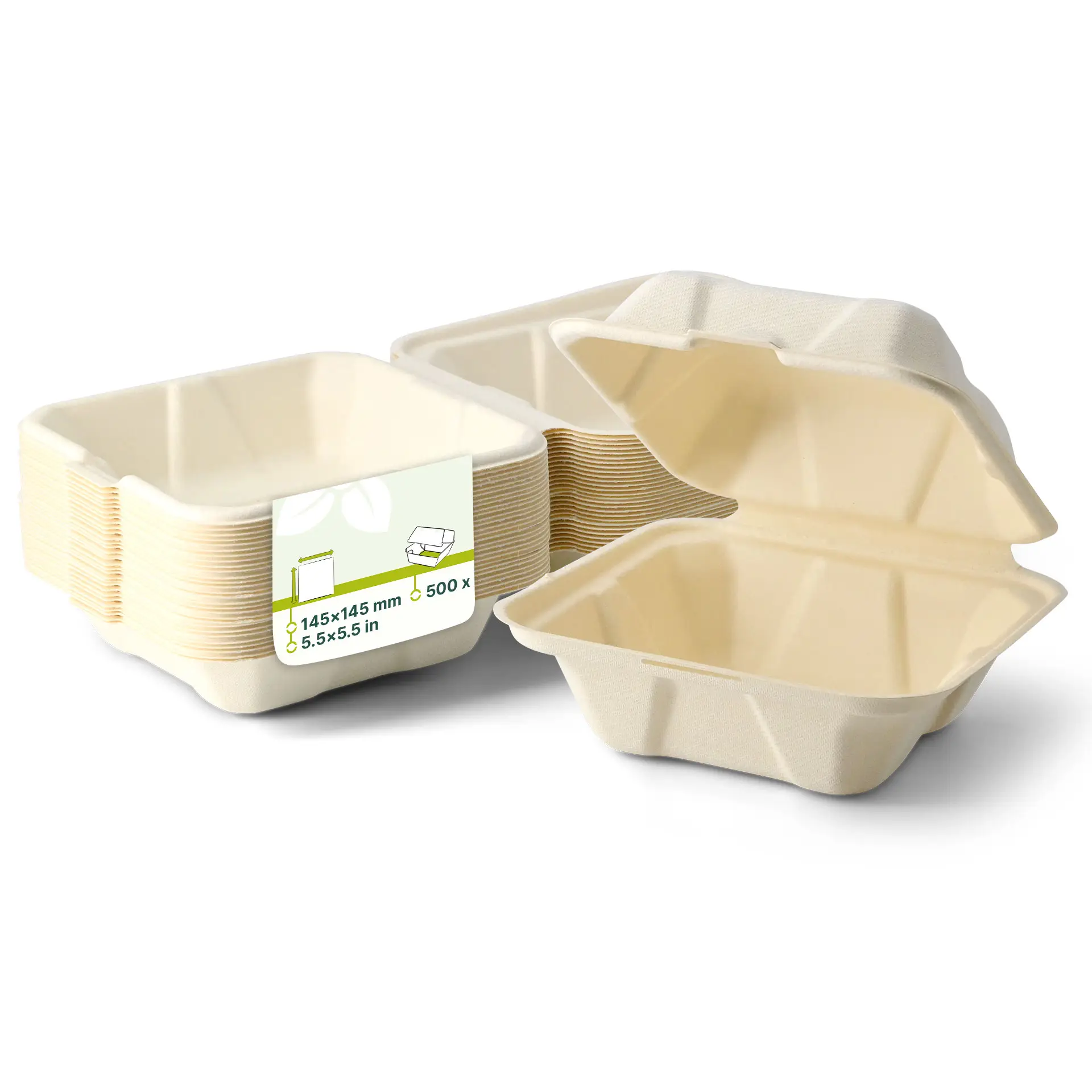 Wood fibre burger box 14.5 x 14.5 x 7 cm, square Wood fibre burger box 14.5 x 14.5 x 7 cm, square