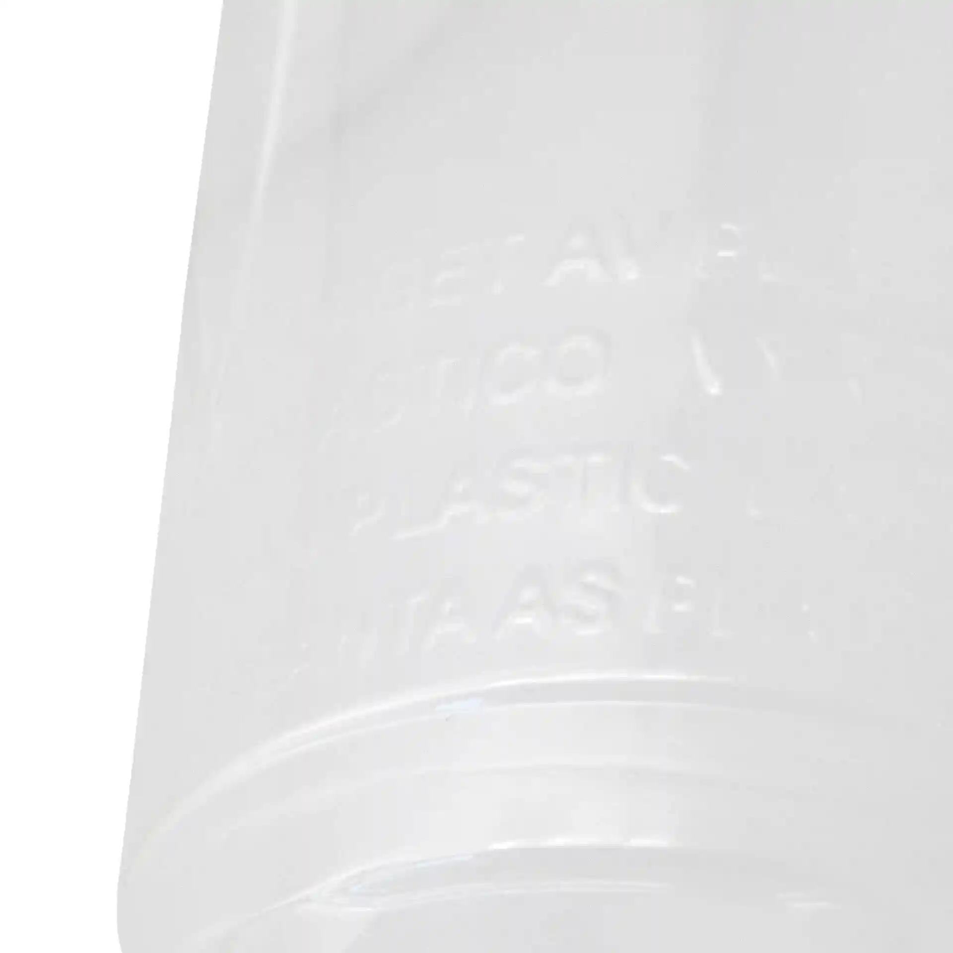 Clear 20 oz PLA cup with visible markings on the surface, showing details about the material.