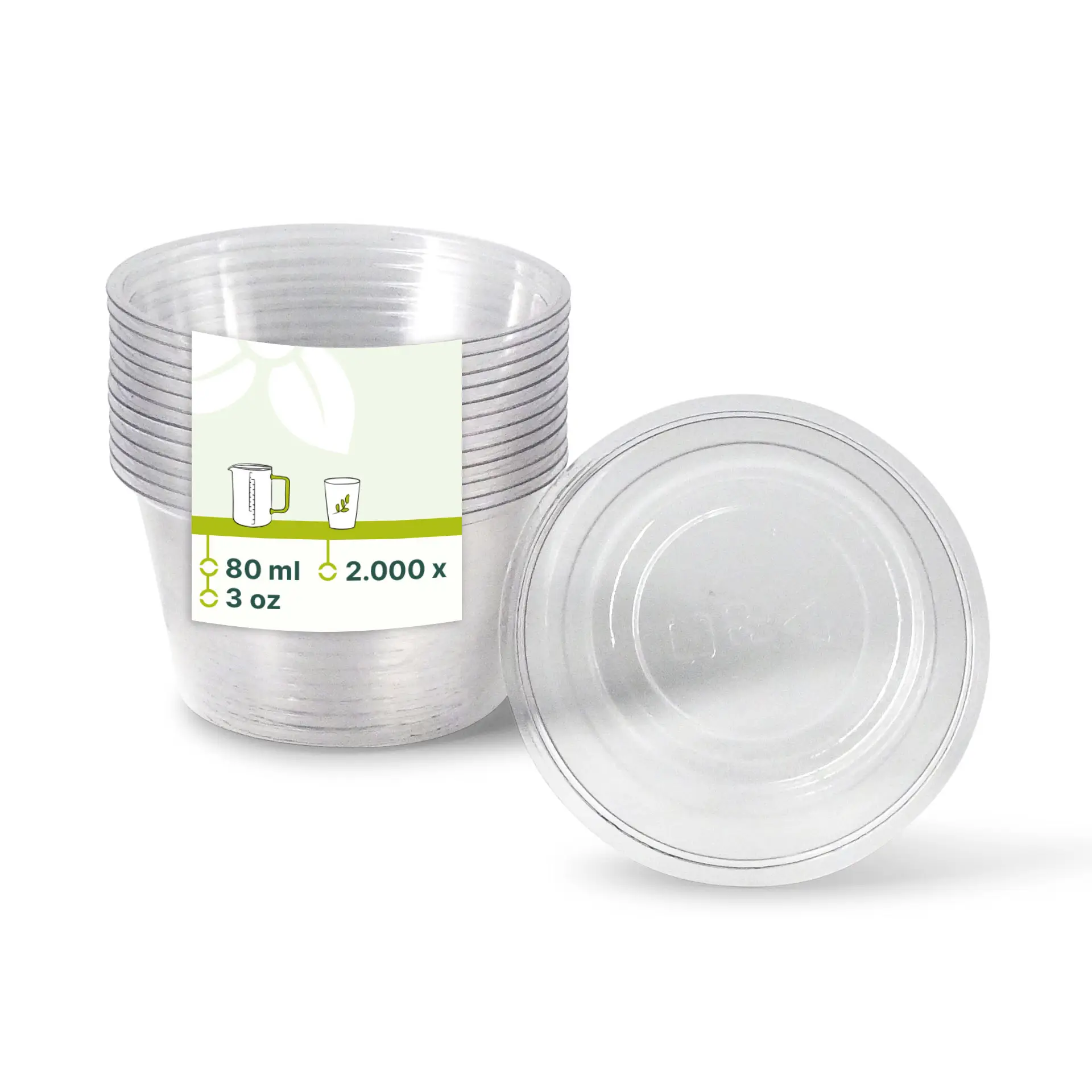80 ml / 3 oz PLA portion cups, Ø 70 mm, clear