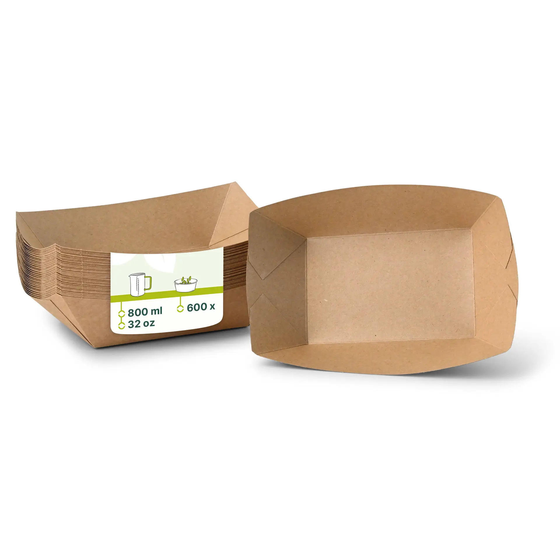 Premium Cardboard Food Tray 800 ml, brown, bio-coated Premium Cardboard Food Tray 800 ml, brown, bio-coated