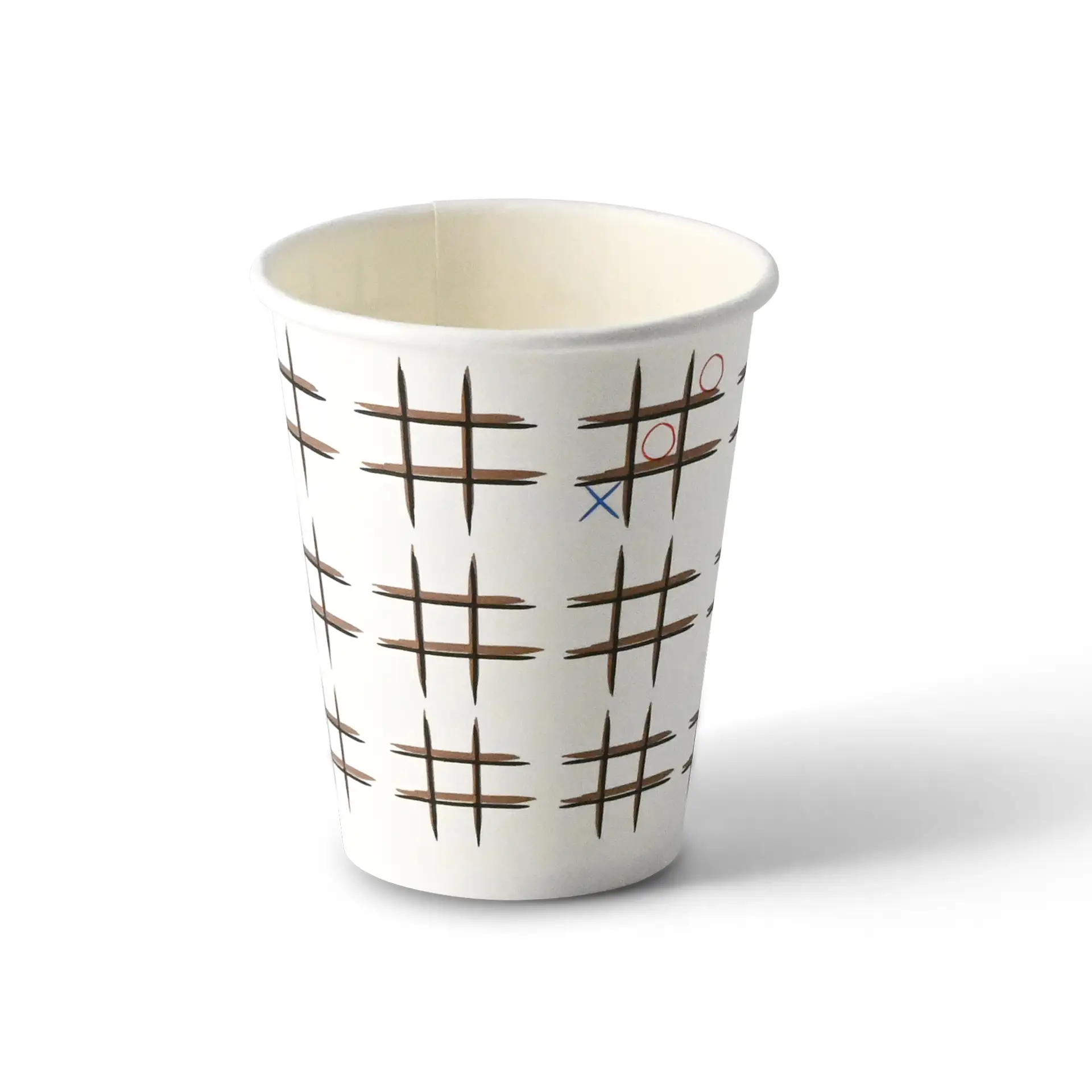 8 oz Paper cup printed with "Tic Tac Toe" (coated), Ø 80 mm, white