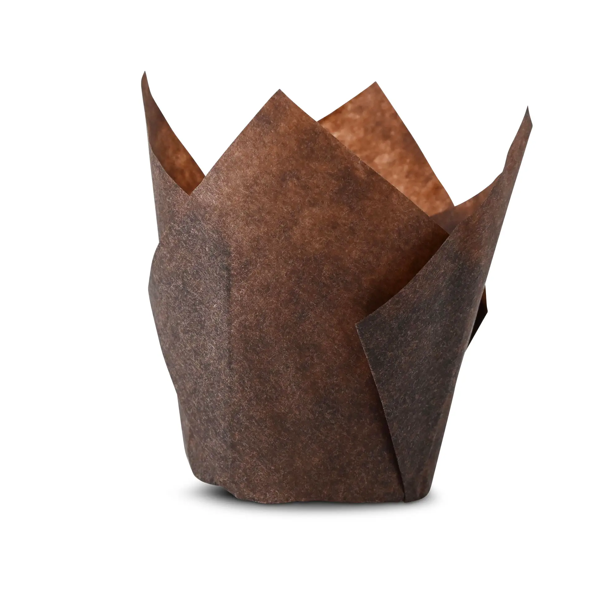 Brown greaseproof paper muffin cup, suitable for baking, with a diameter of 5 cm. Biodegradable and ideal for serving baked goods.