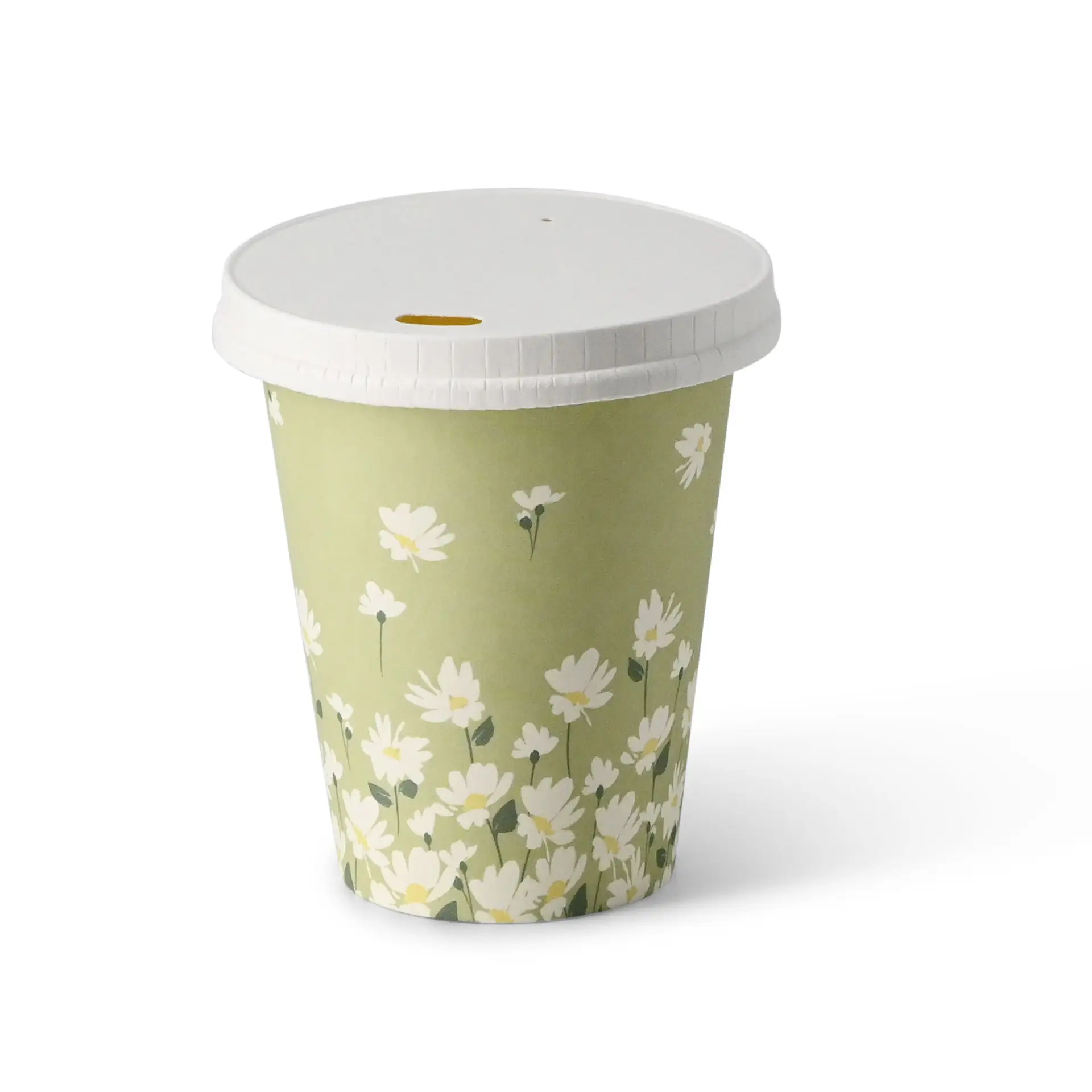 8 oz Paper cups spring 'Daisies' single wall, Ø 80 mm, green dhd041111-pappbecher-fruehling-gaensebluemchen-200-ml-8-oz-80-mm-gruen-5