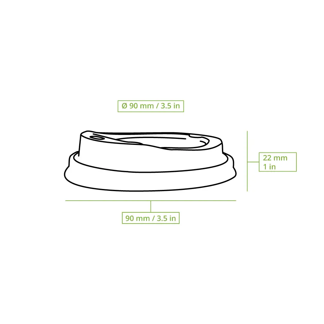 Brown sugarcane lid for paper cups, 90 mm diameter, with drinking opening, suitable for hot and cold beverages.
