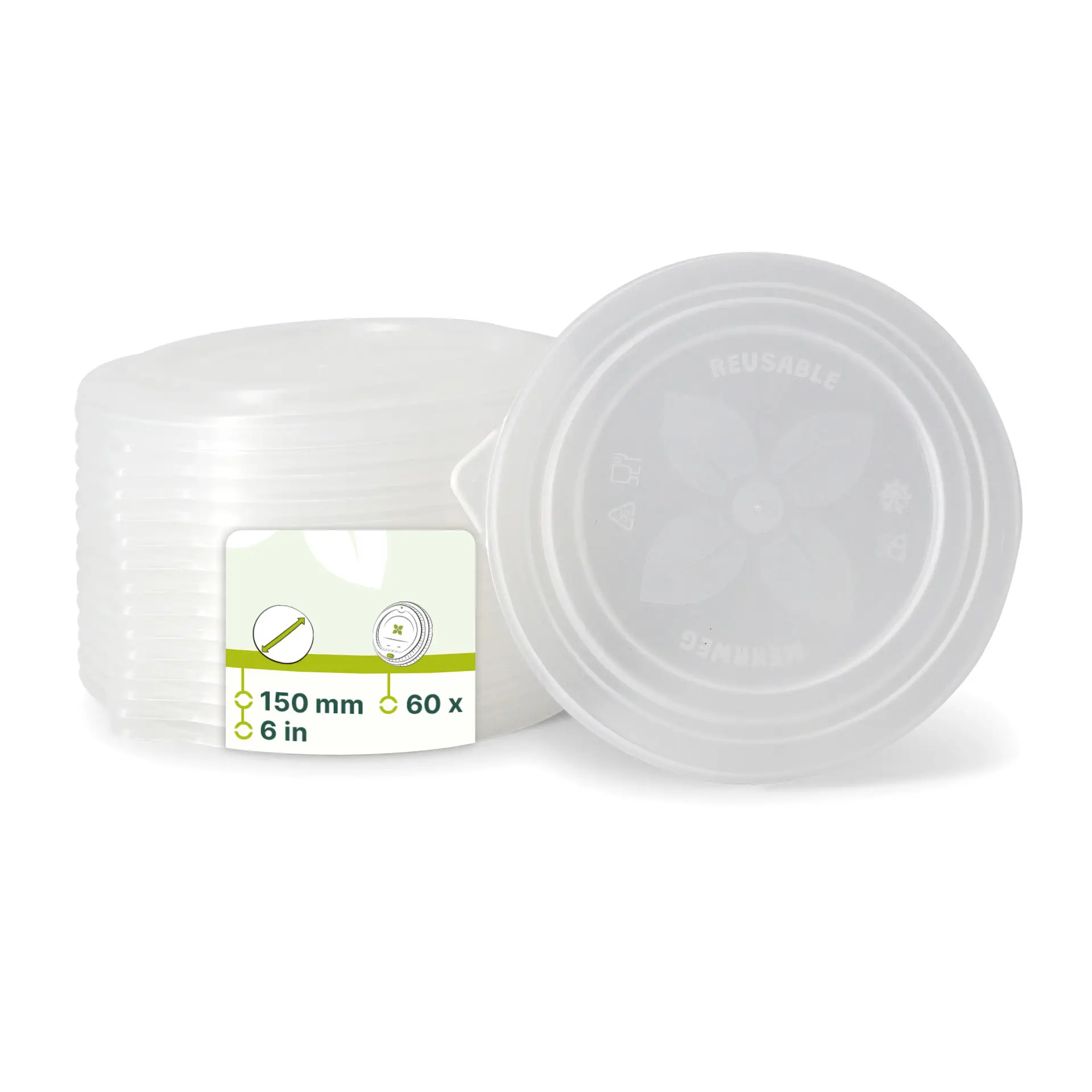 Reusable lids "merways Bowl" Ø 150 mm, PP, transparent Reusable lids "merways Bowl" Ø 150 mm, PP, transparent