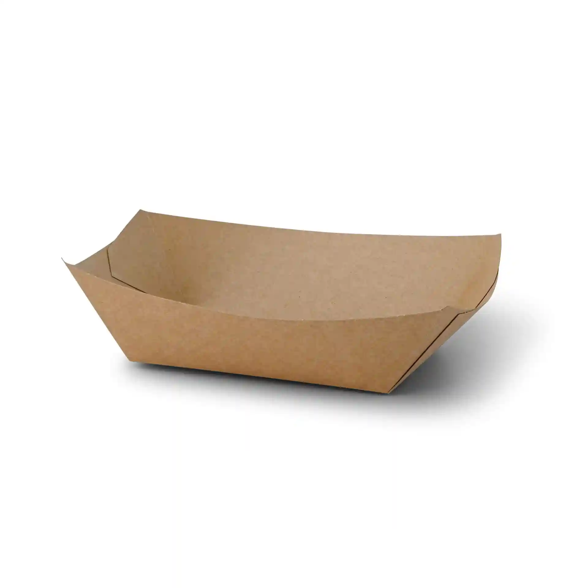 Brown rectangular cardboard food tray with a height of 50 mm and a volume of 800 ml.