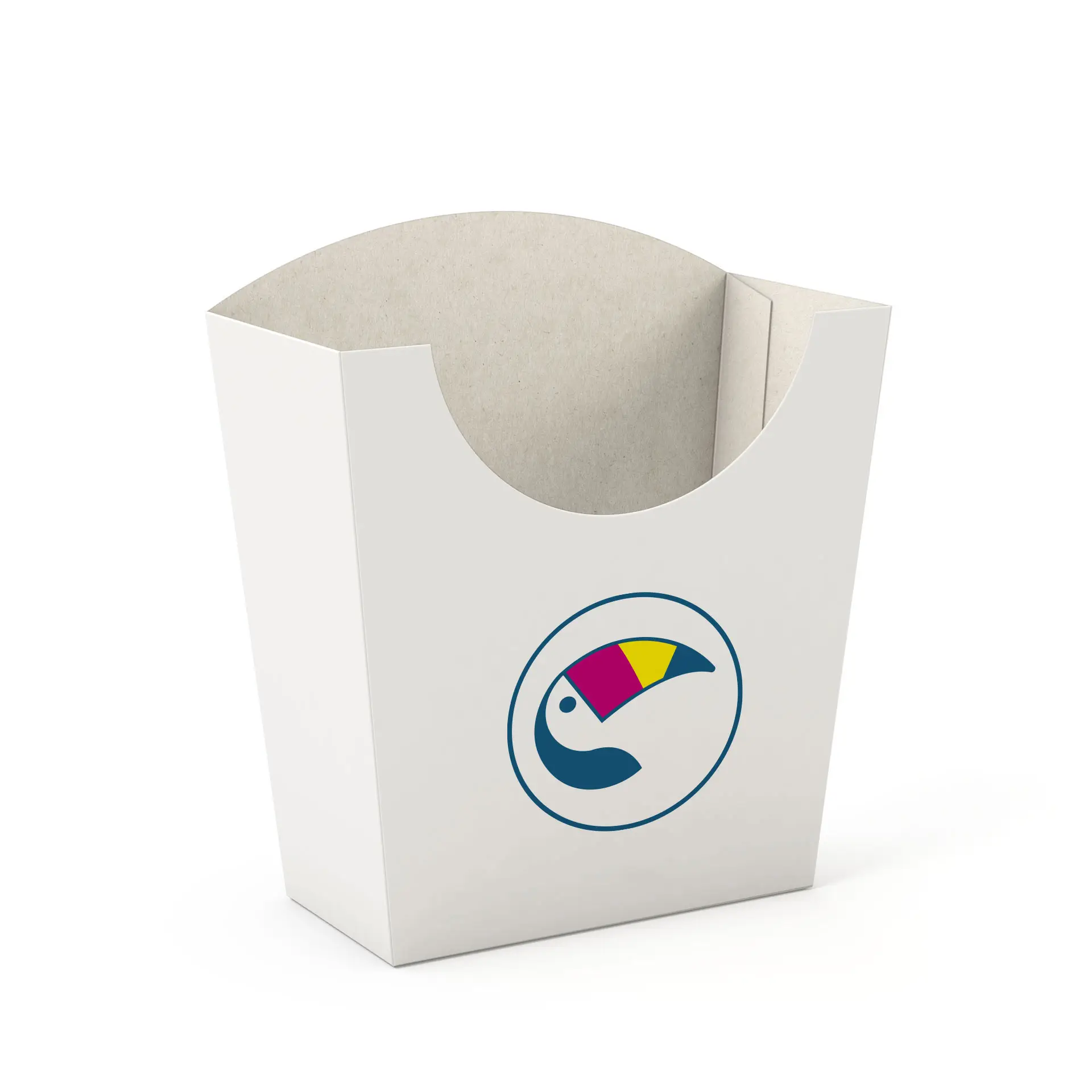 Pommes Schütten bedruckt, 12 x 5,9 x 13,5 cm, weiß, rechteckig