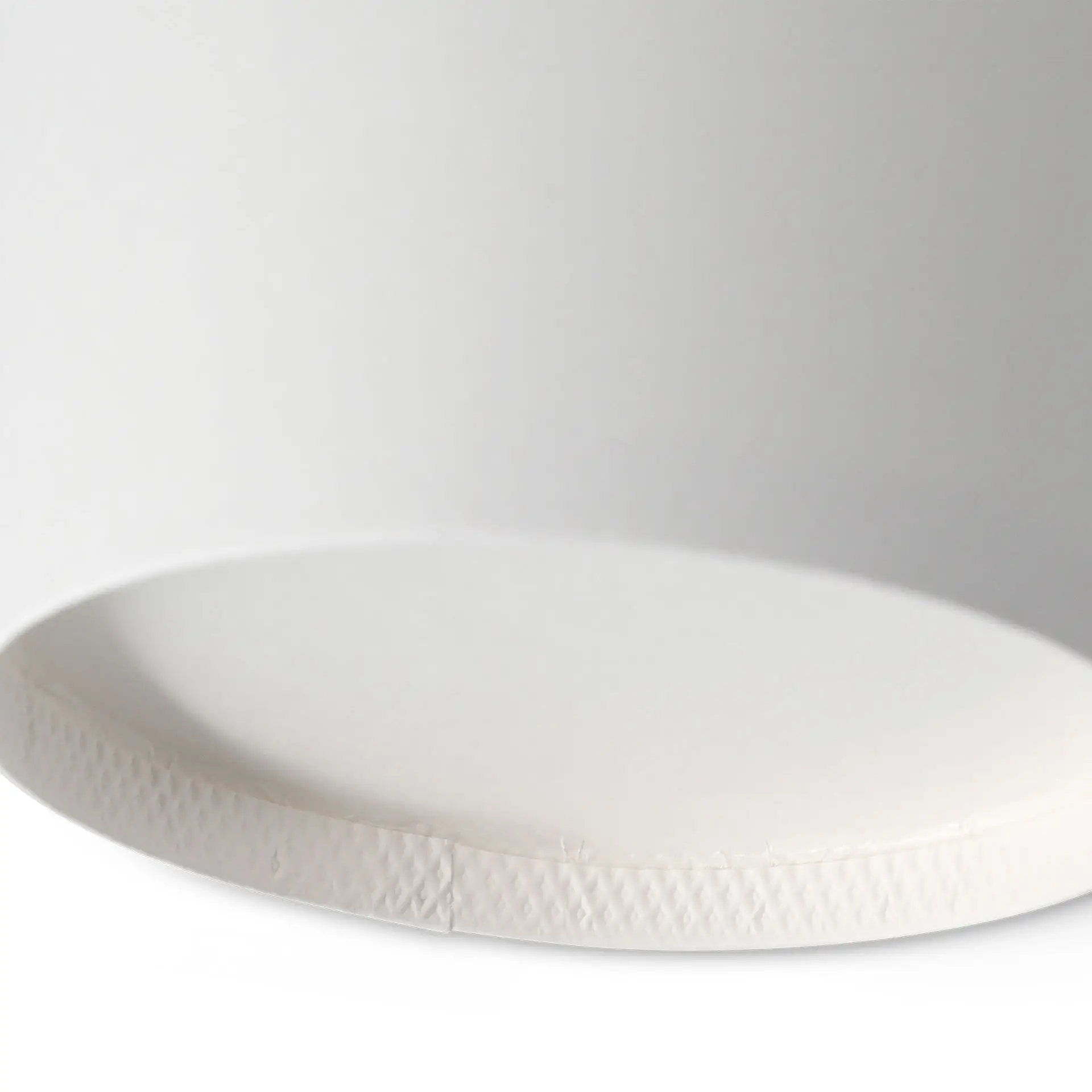 White cardboard soup cup to go, 16 oz, with a smooth rim and biodegradable PLA coating.