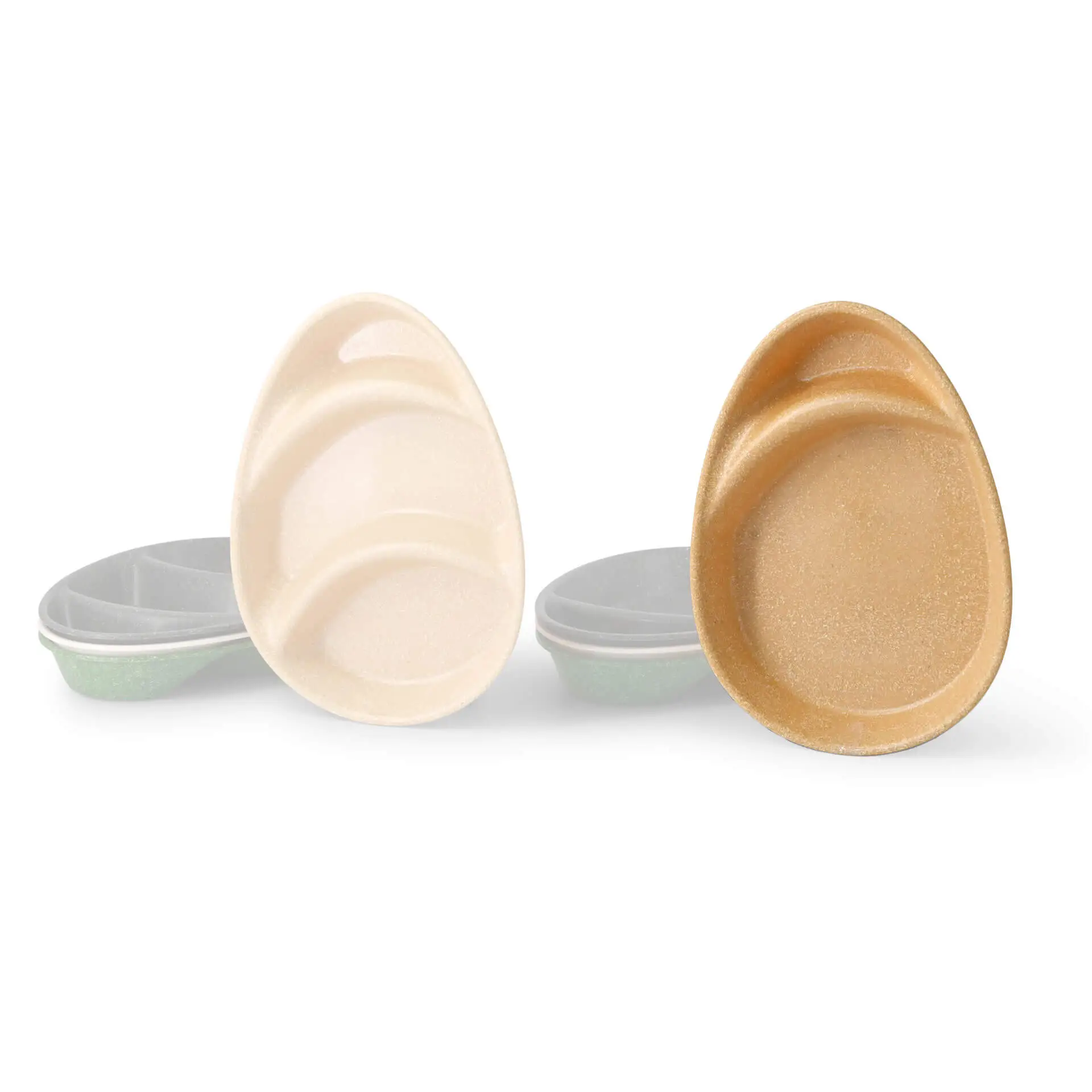 | 2 FOR 1 | Reusable divided plates "merways Plate" 27.5 × 20 × 3.5 cm, 2 compartments, teardrop, caramel / brown