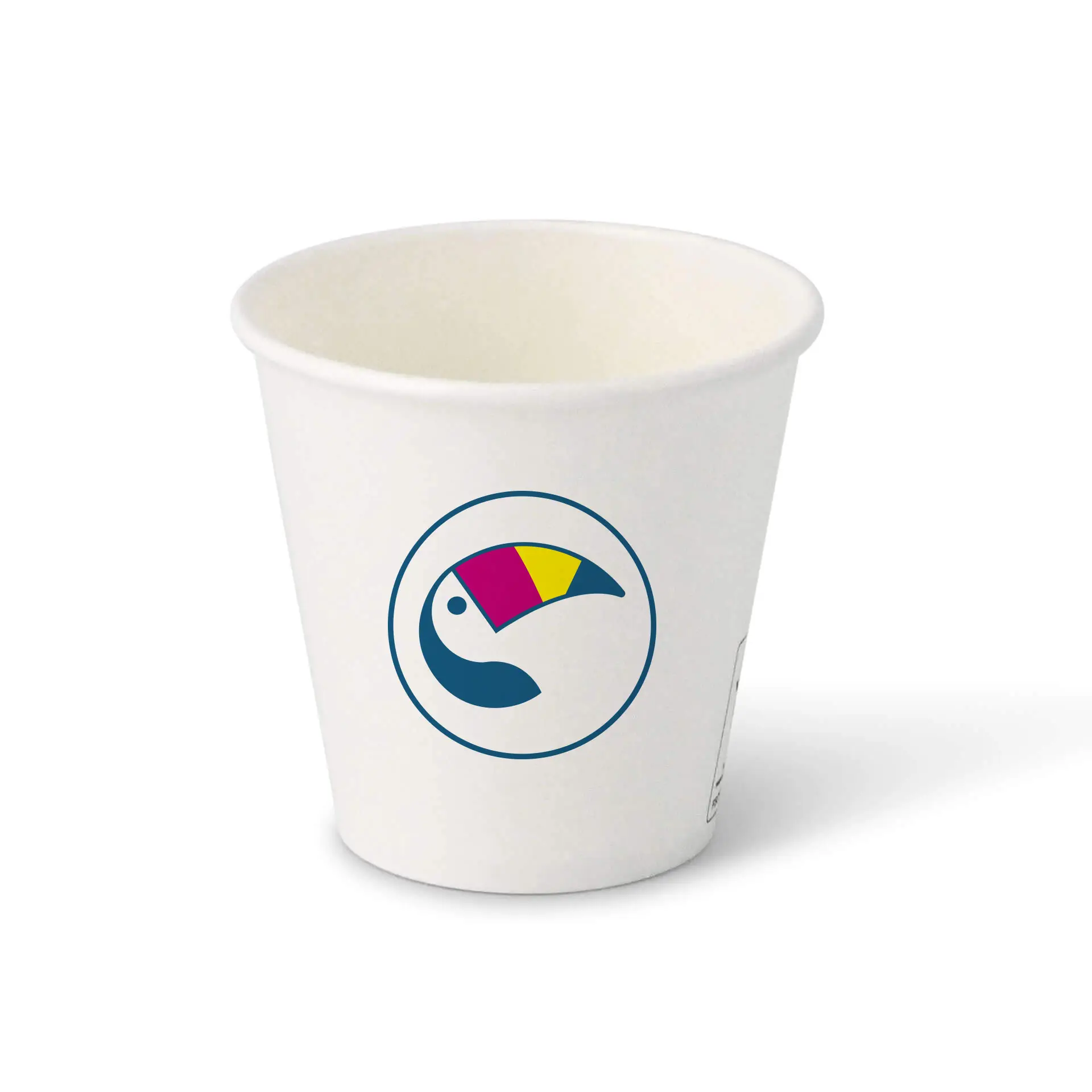 Paper cups with logo (single-wall), 150 ml / 6 oz, white, water-based coating