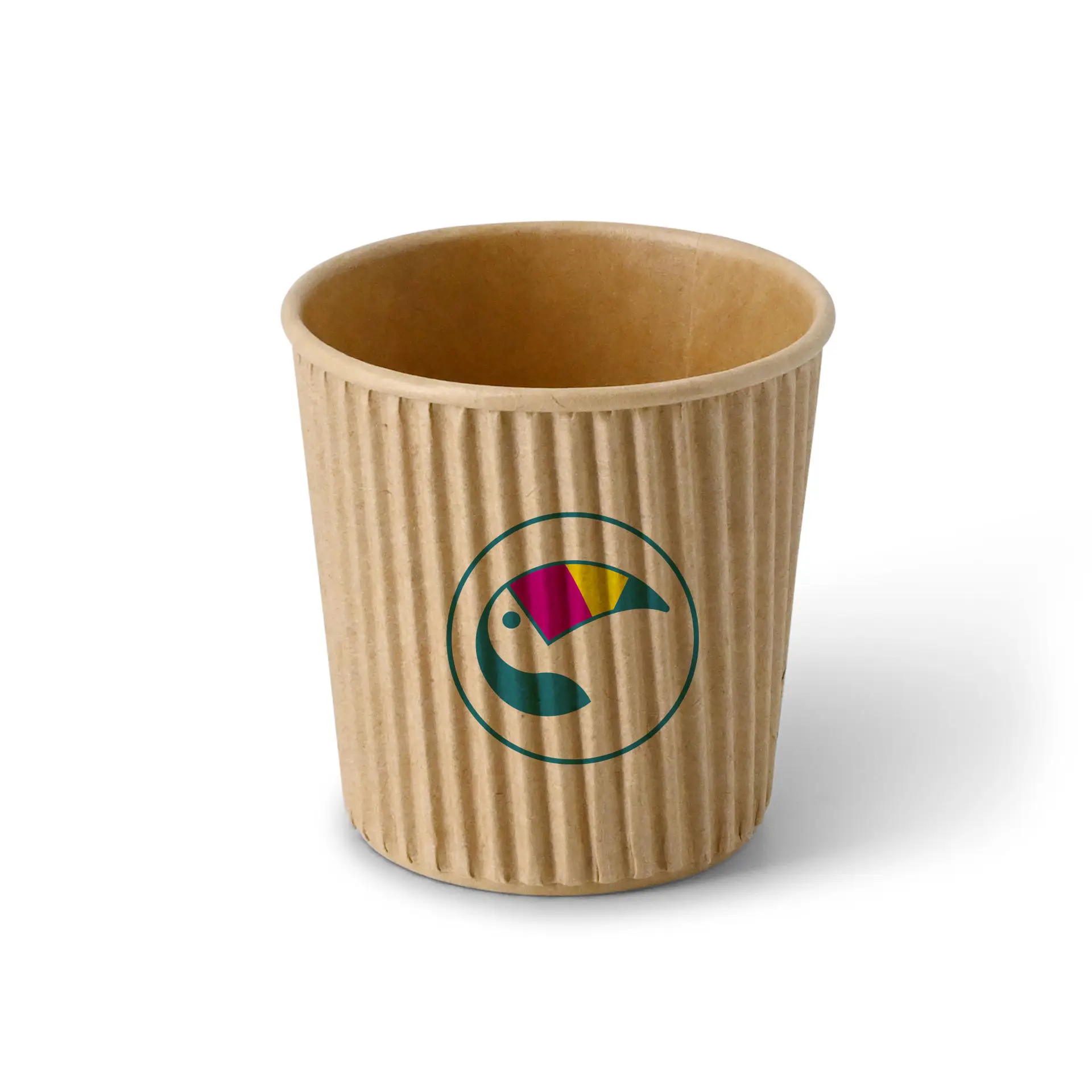 Ribbed cup printed, 100 ml / 4 oz, brown, PLA-coated Ribbed cup printed, 100 ml / 4 oz, brown, PLA-coated