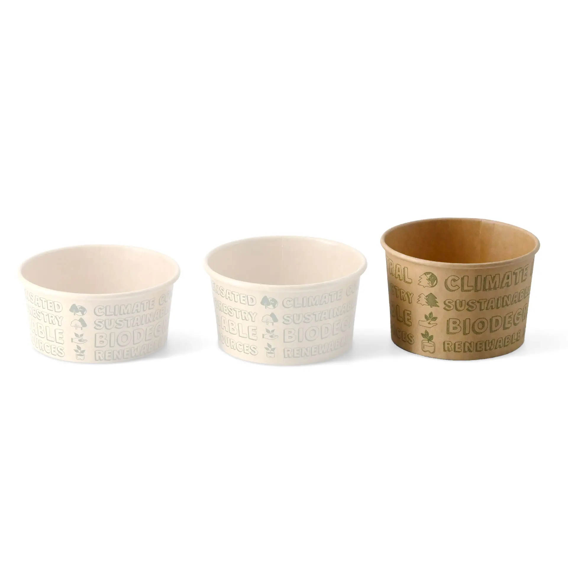 Paper Ice Cream Container (eco-friendly coating) 150 ml / 6 oz, unbleached, EcoUp