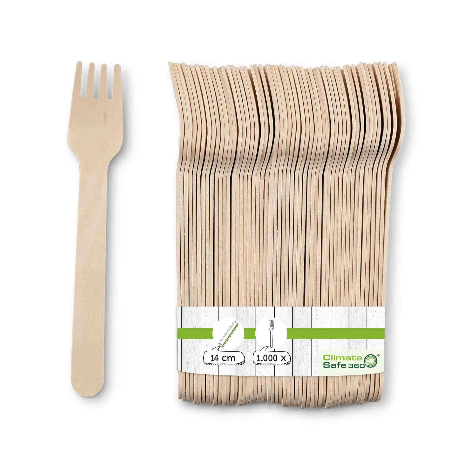 Wooden cake forks 14 cm, bio-coated