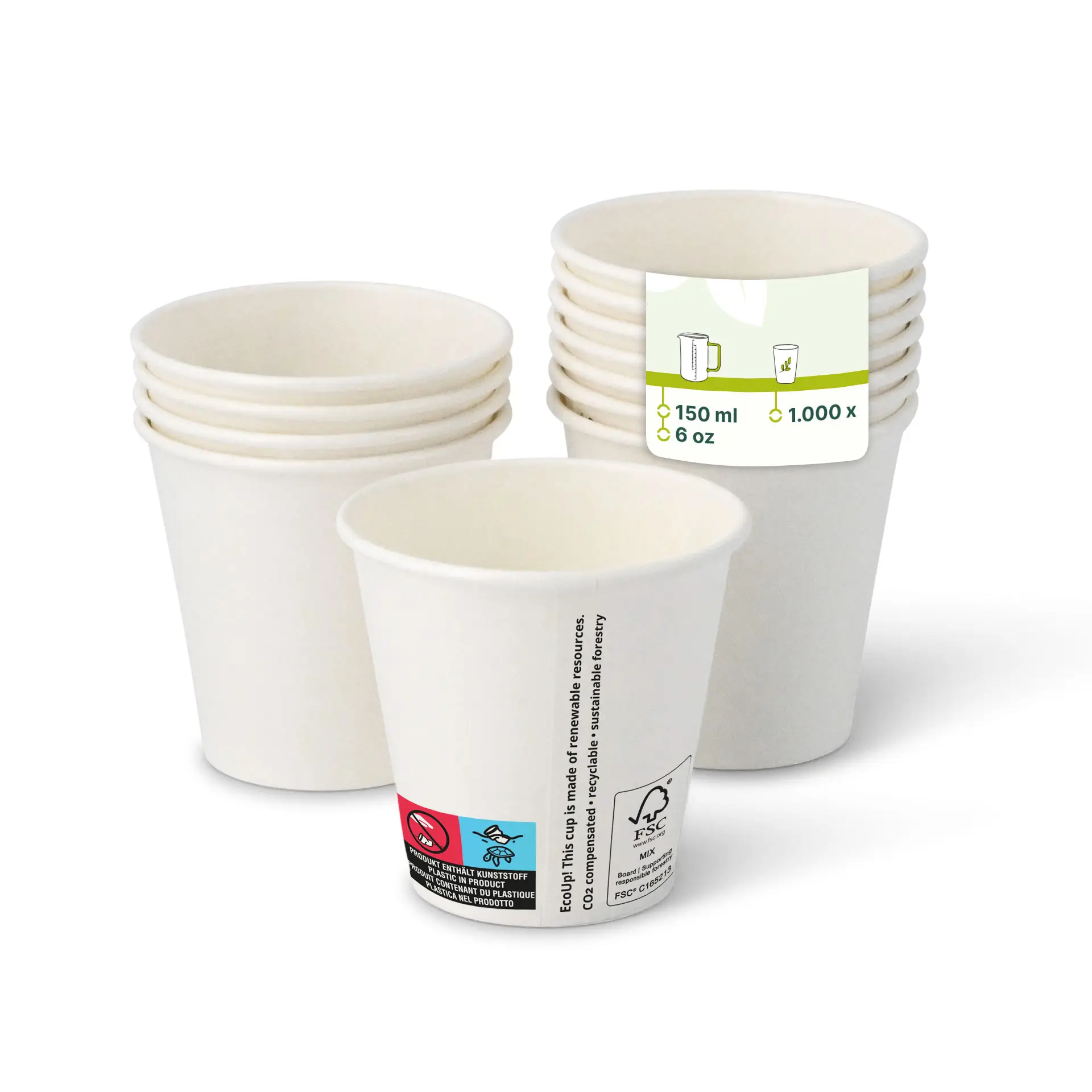 6 oz Paper cups (coated), Ø 80 mm, white con10008-01-0-pappbecher-beschichtet-150-ml-6-oz-80-mm-weiss