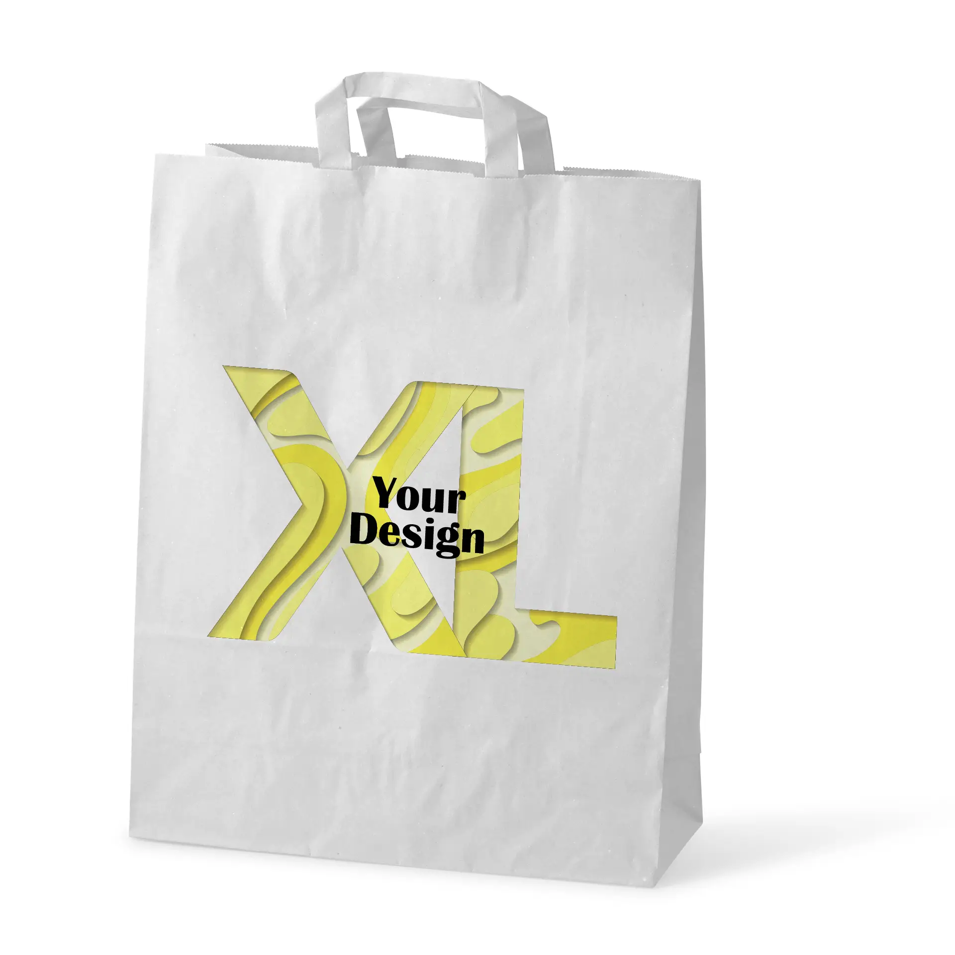 Print paper carrier bags, white, XL - 32 x 12 x 40 cm