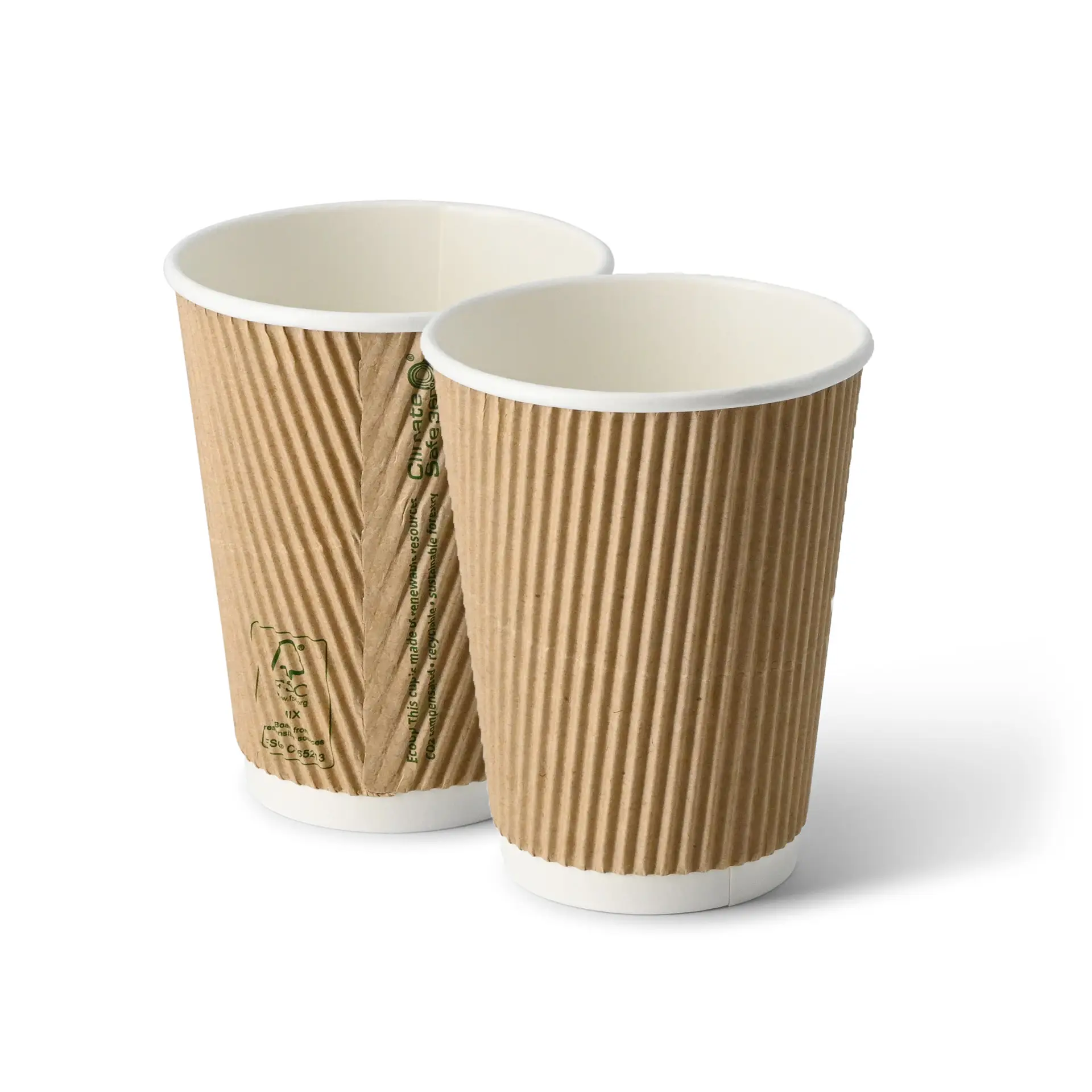 12 oz Takeaway coffee cups / Ripple cups, Ø 90 mm, kraft