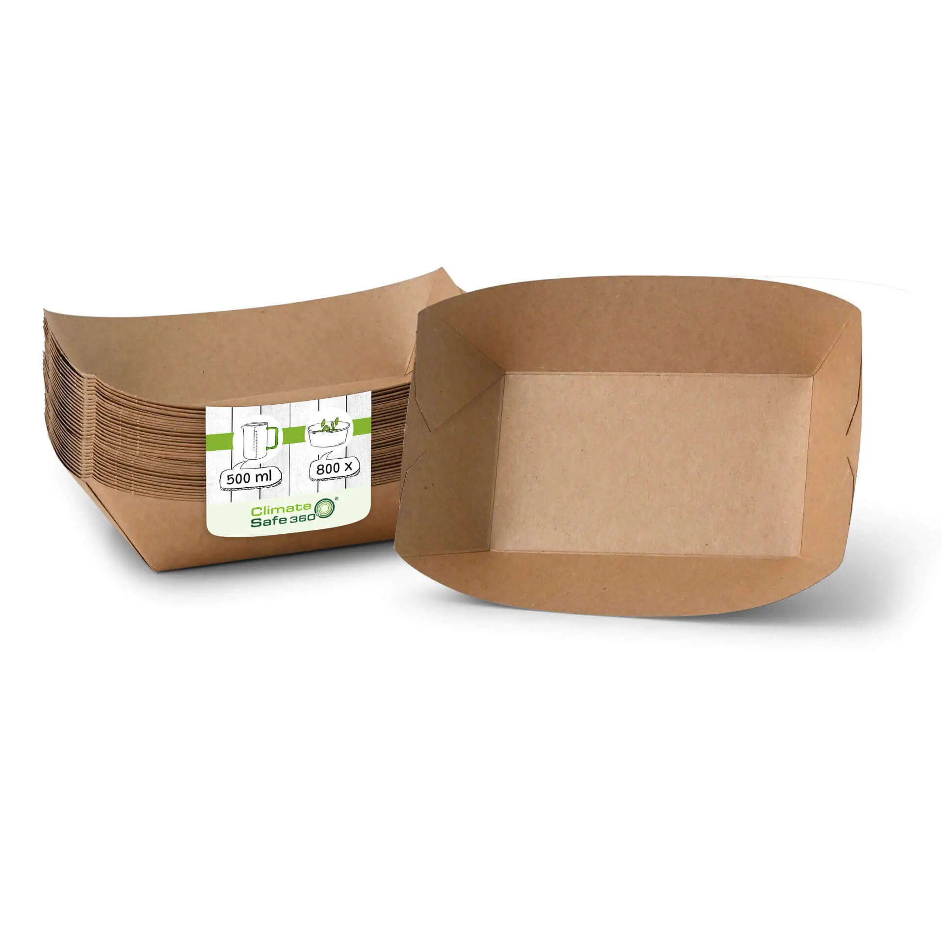Premium Cardboard Food Tray 500 ml, brown, bio-coated
