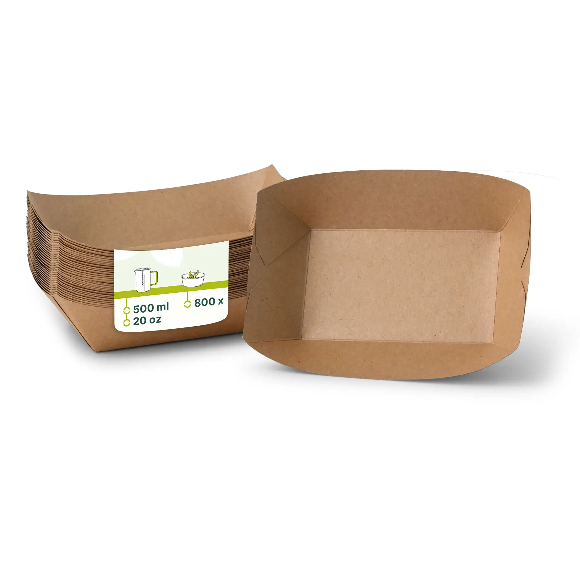 Premium Cardboard Food Tray 500 ml, brown, bio-coated Premium Cardboard Food Tray 500 ml, brown, bio-coated