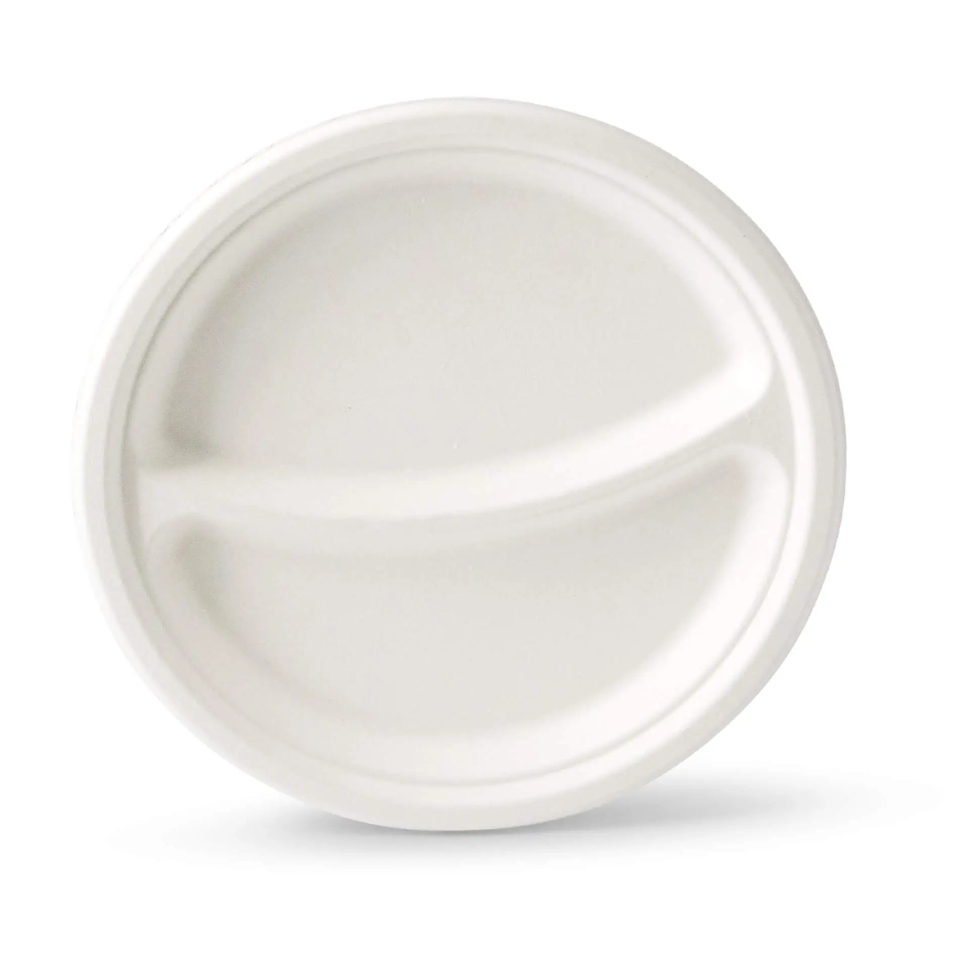 Ø 22 cm, Sugarcane-menu plate, 2 compartments, round dtw01471-menueteller-aus-zuckerrohr-22-cm-2-kammern-rund-1