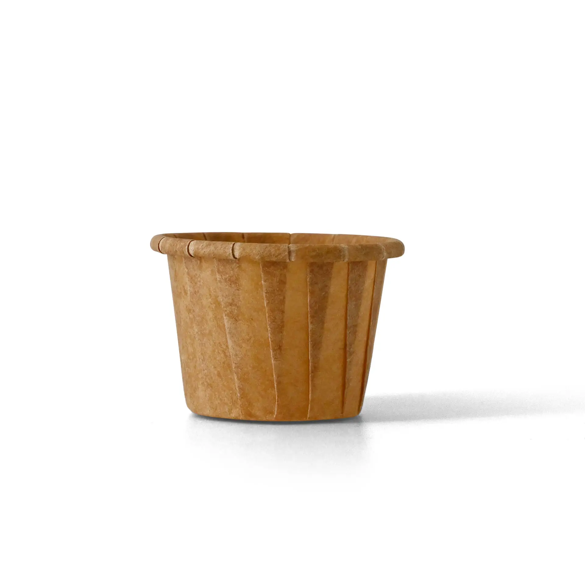 Brown paper cup with a 15 ml capacity, suitable for dips and sauces, made from biodegradable and recyclable material.