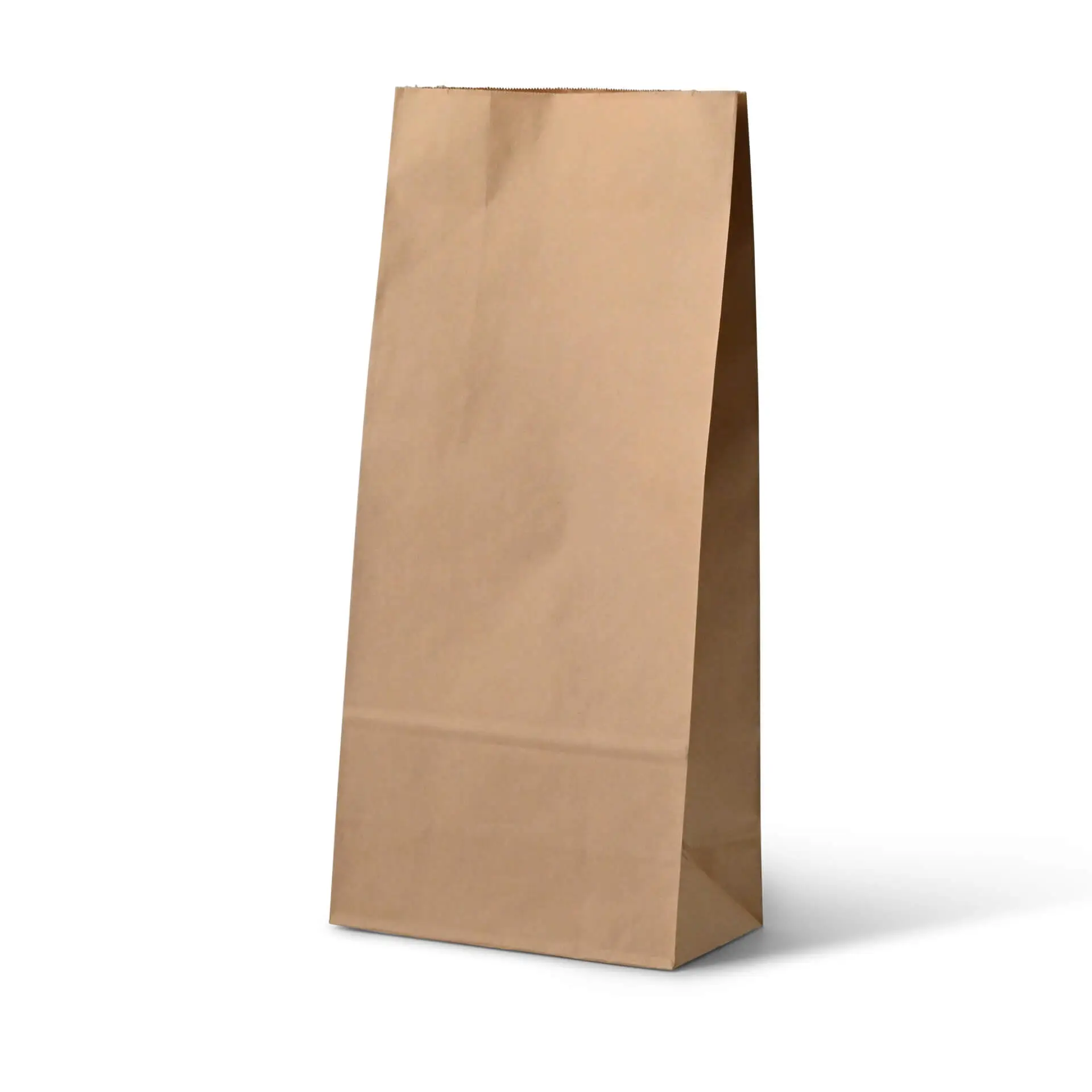 Brown kraft paper bag with a block bottom design, measuring 7.5 x 4.5 x 24 cm.