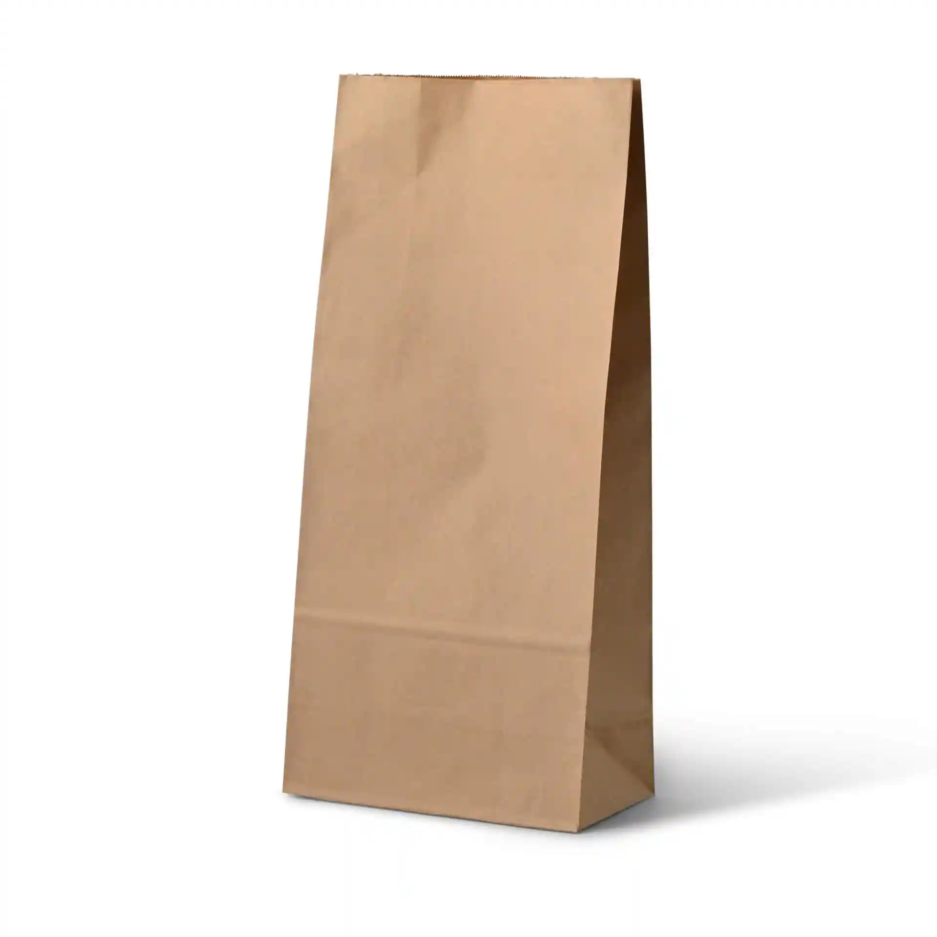 Brown kraft paper bag with a block bottom design, measuring 7.5 x 4.5 x 24 cm.