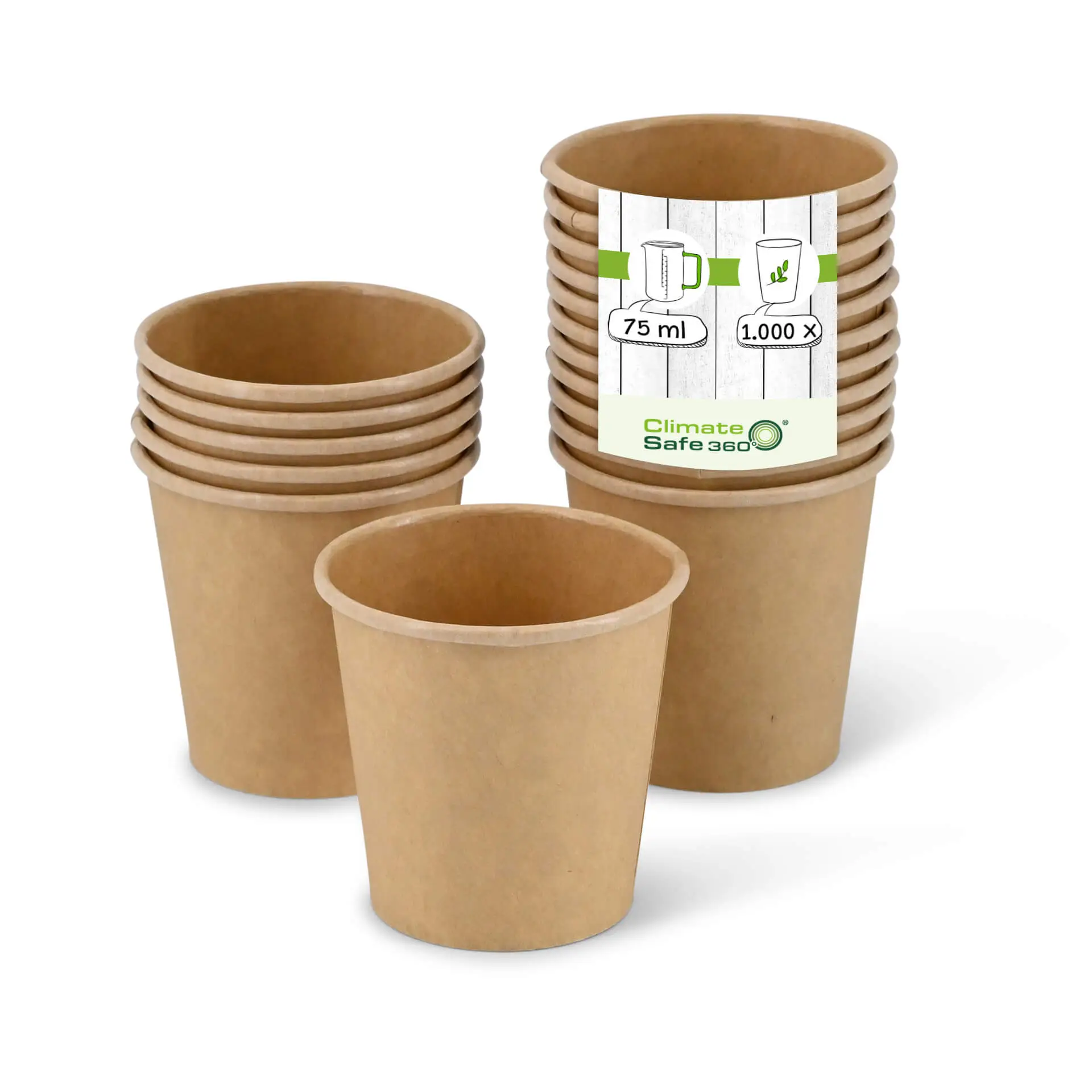 Paper portion cups 75 ml, Ø 62 mm, unbleached