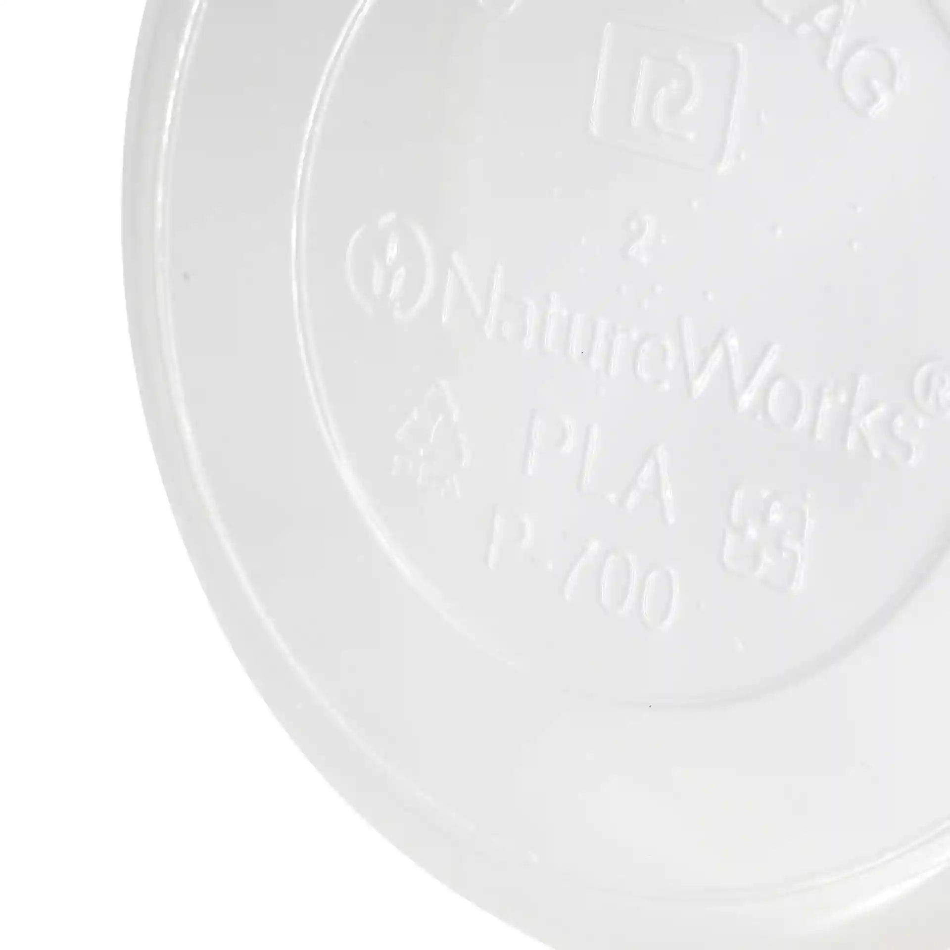Transparent round deli container with a diameter of 143 mm and markings on the bottom.