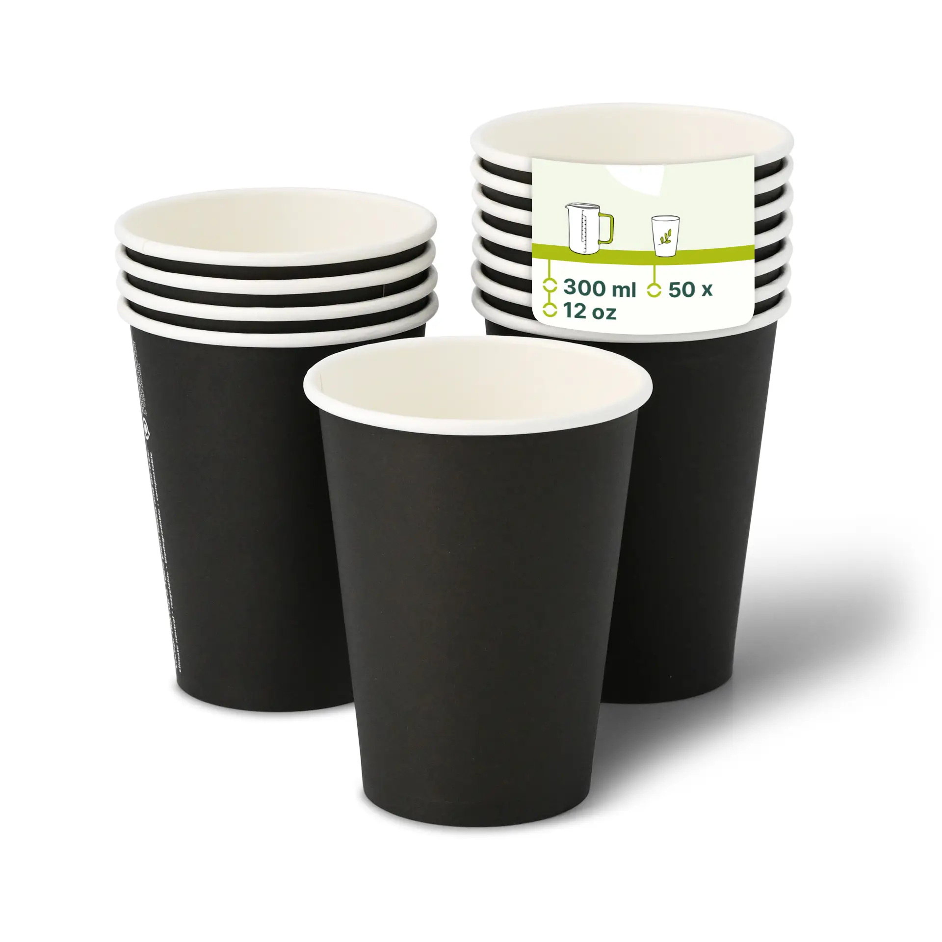 12 oz Paper cups single wall, Ø 90 mm, black dhd045371-pappbecher-300-ml-12-oz-90-mm-schwarz