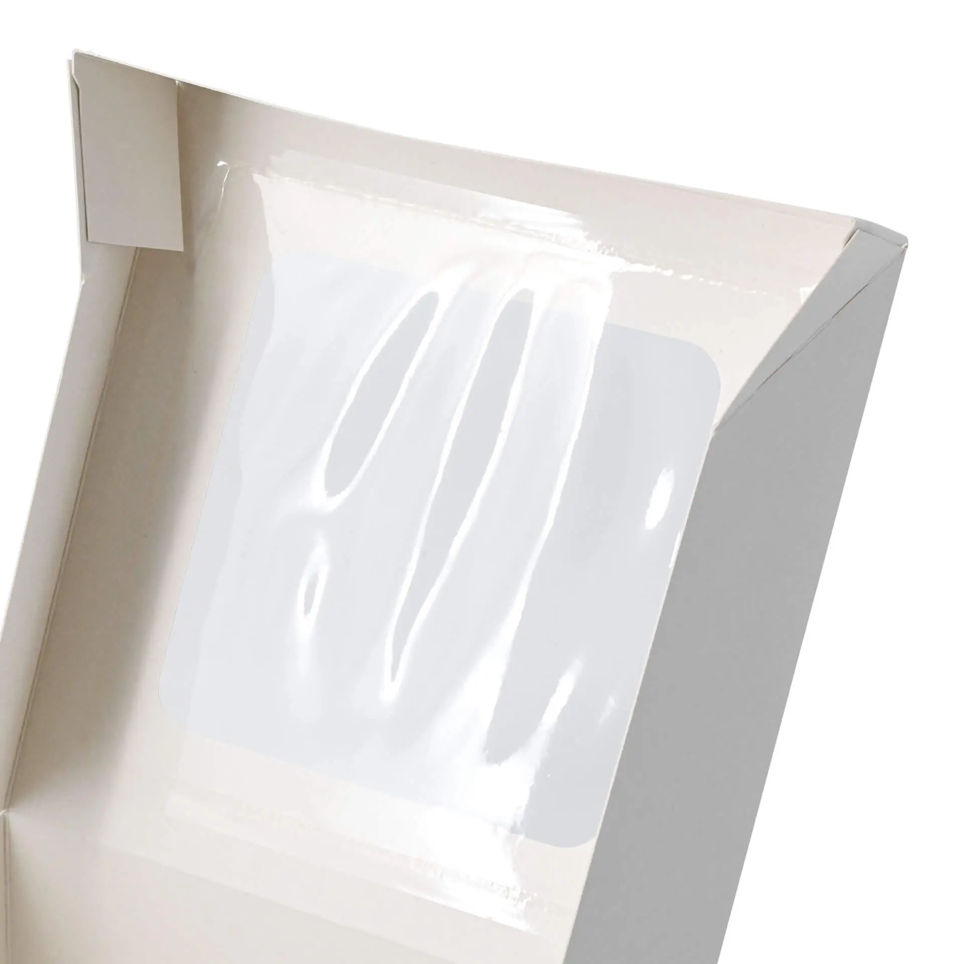 White 4-piece cupcake box with a cellulose window, designed for muffins, cupcakes, and small baked goods.