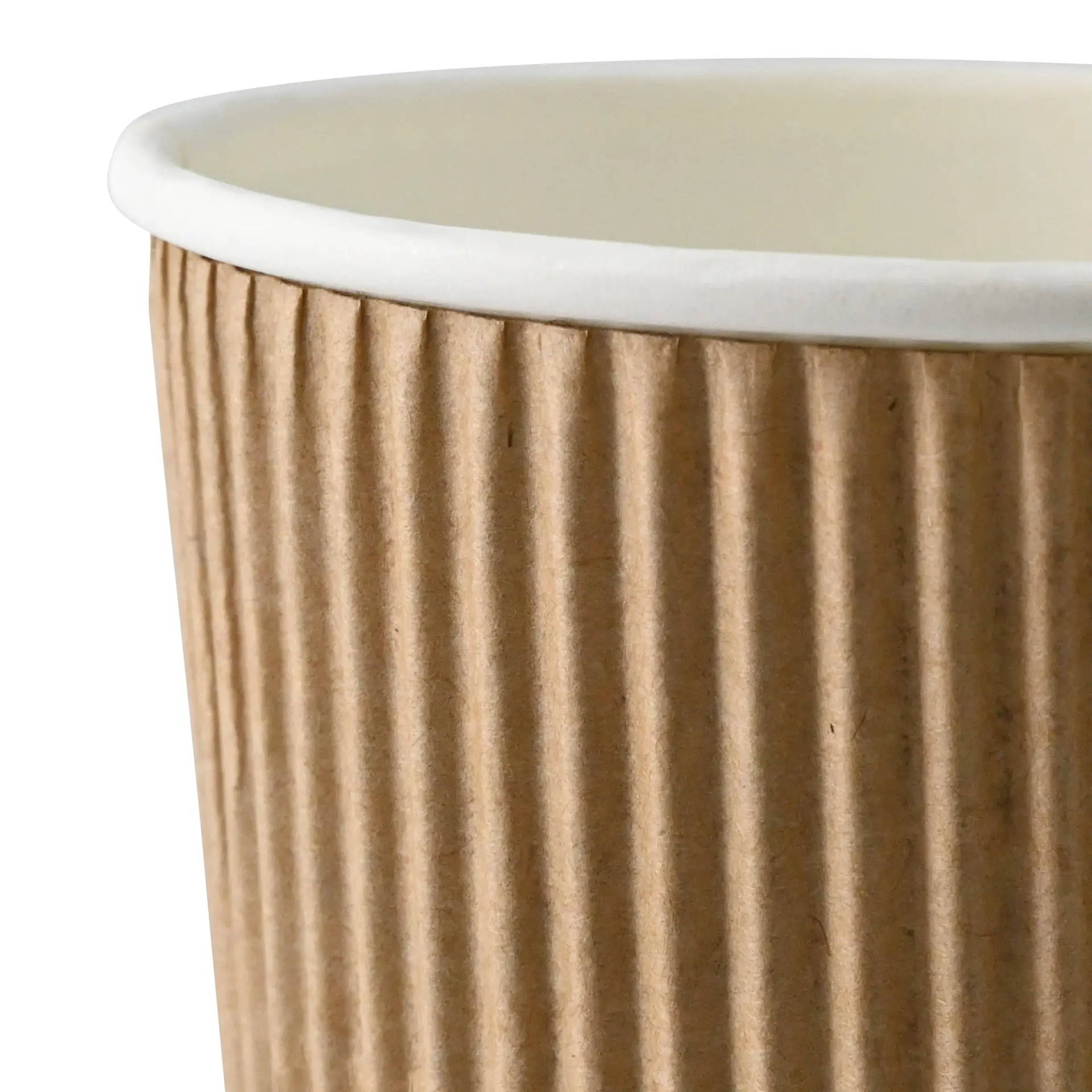 8 oz Ribbed Cup / Coffee to go Cup (PLA-coated) Ø 80 mm, brown / white inside