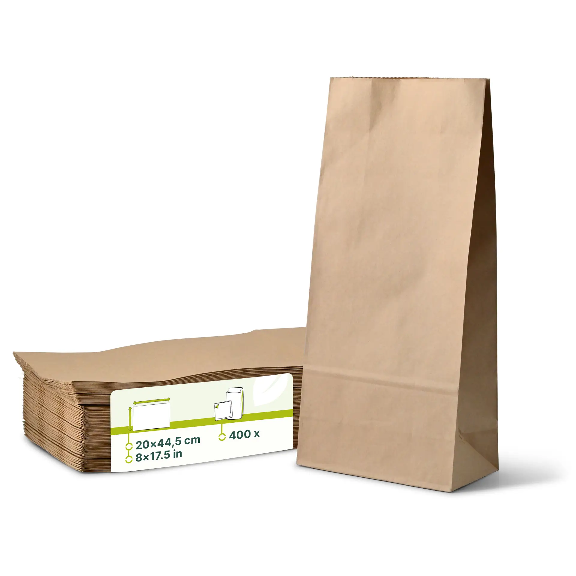 Block bottom bags XL, 20 x 11 x 44.5 cm, PP-foil, brown, kraft paper Block bottom bags XL, 20 x 11 x 44.5 cm, PP-foil, brown, kraft paper