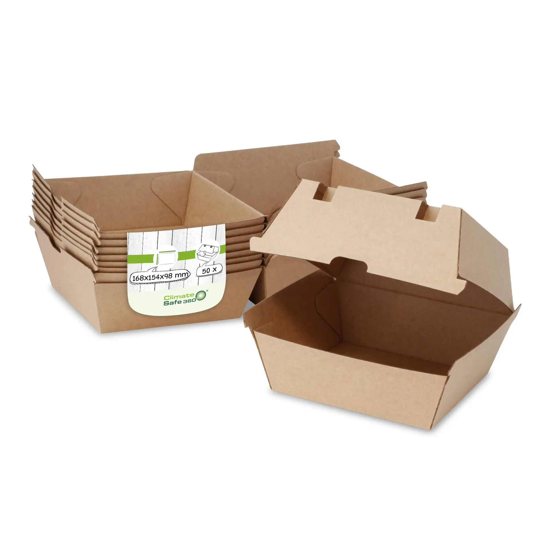Takeaway-burger boxes 16.8 x 15.8 x 9.8 cm, kraft board