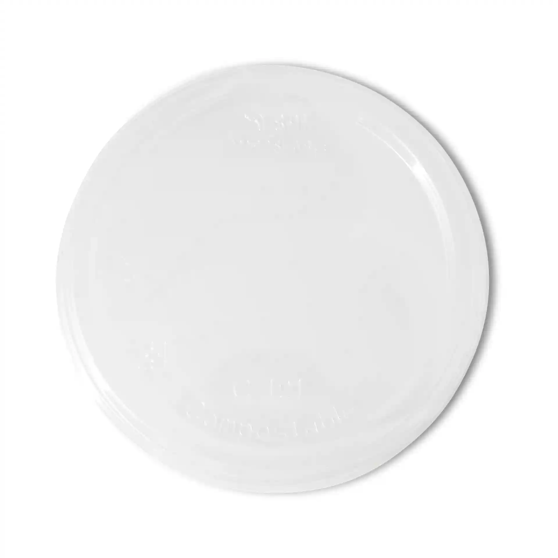 Transparent round lid for deli cups, measuring 121 mm in diameter and 16 mm in height.
