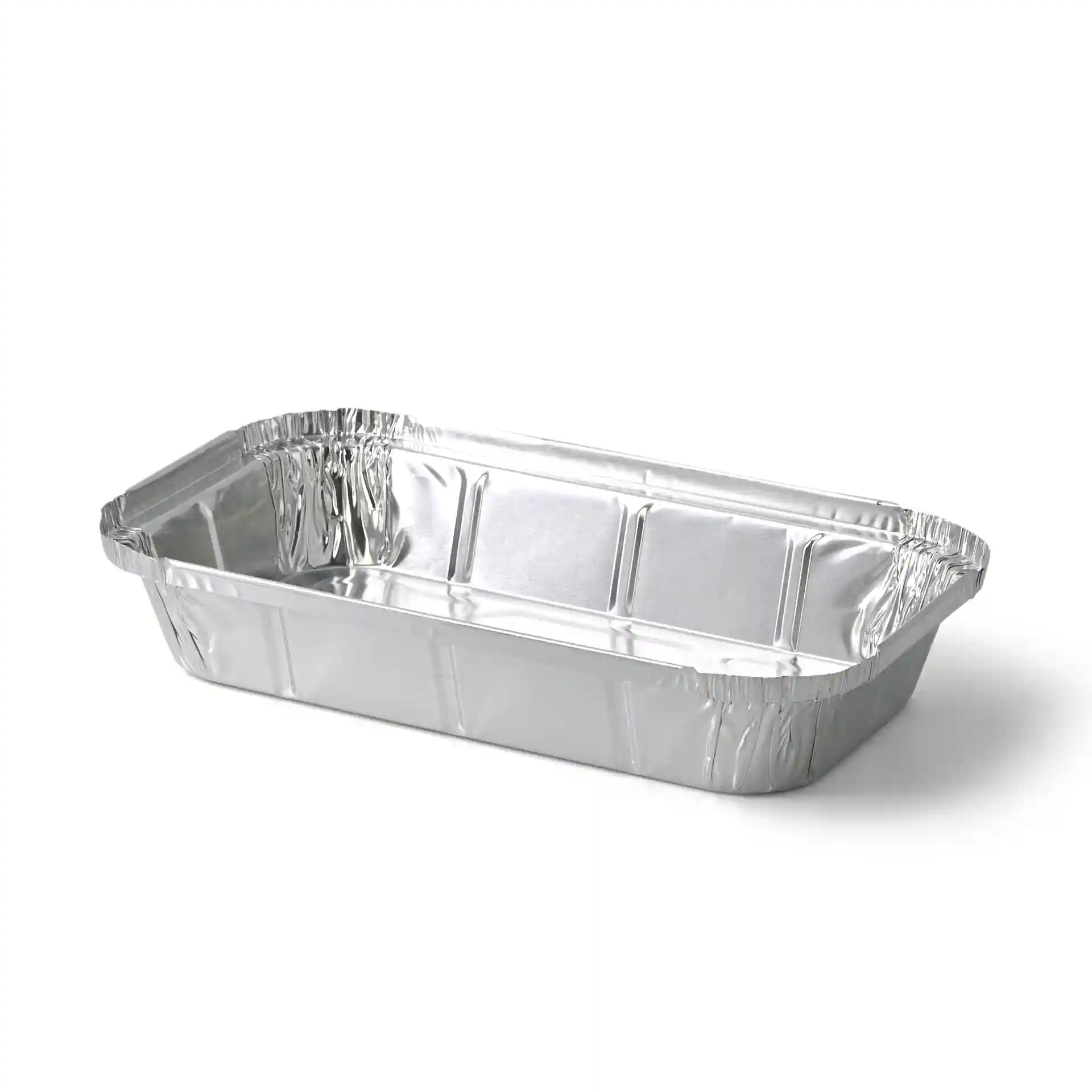 Rectangular aluminium container measuring 22.4 x 13.2 x 3.4 cm with a capacity of 650 ml.