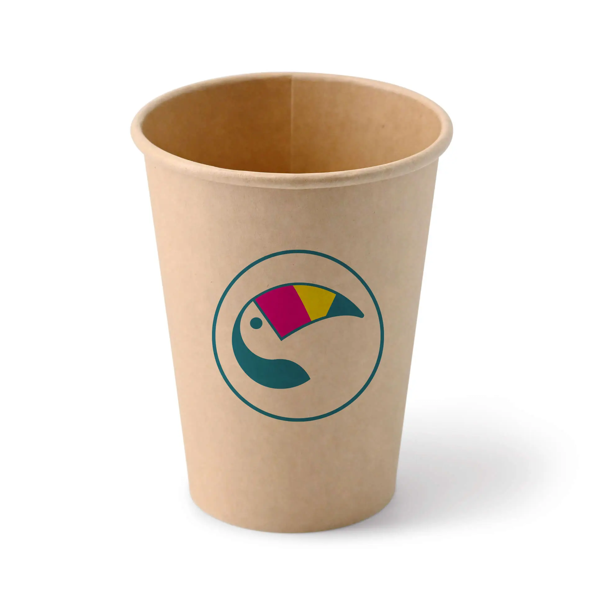Paper cups with logo (single-wall), 300 ml / 12 oz, brown, PLA coated