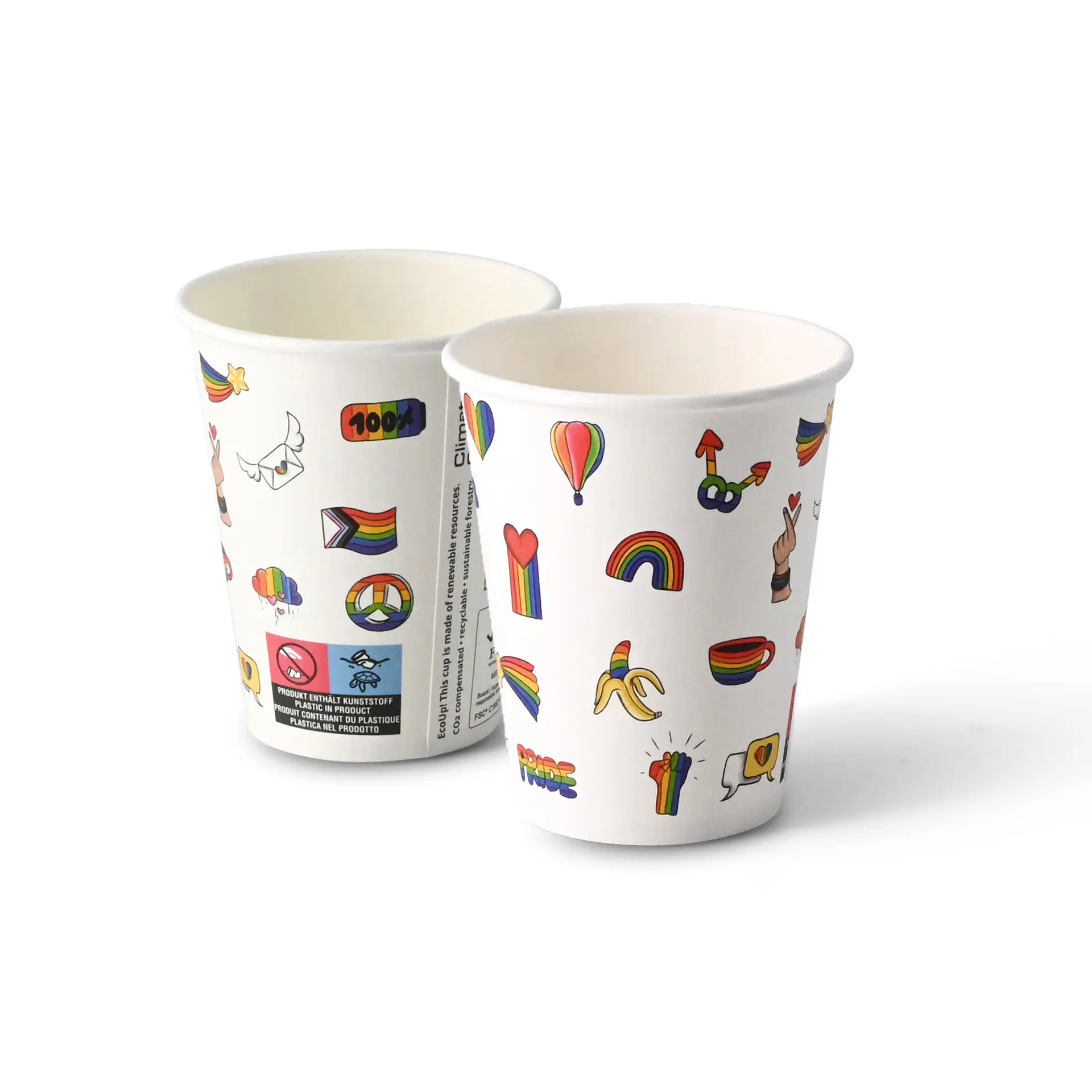 8 oz Paper cup printed with "Pride" (coated), Ø 80 mm, white