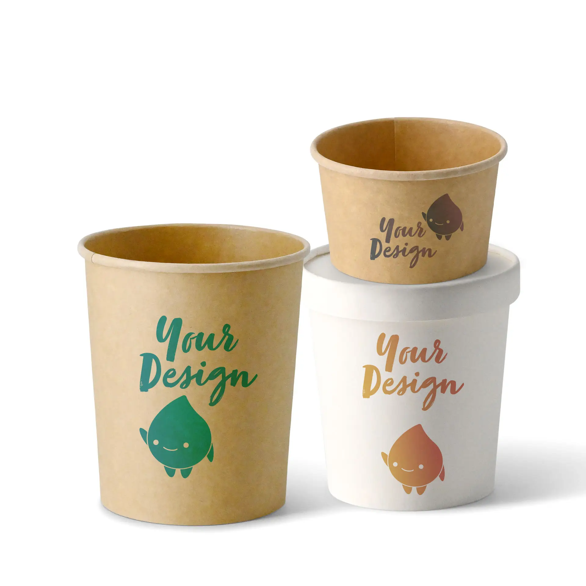 Soup cup to go printed, white, 400 ml, Ø 95 mm, PLA-coated