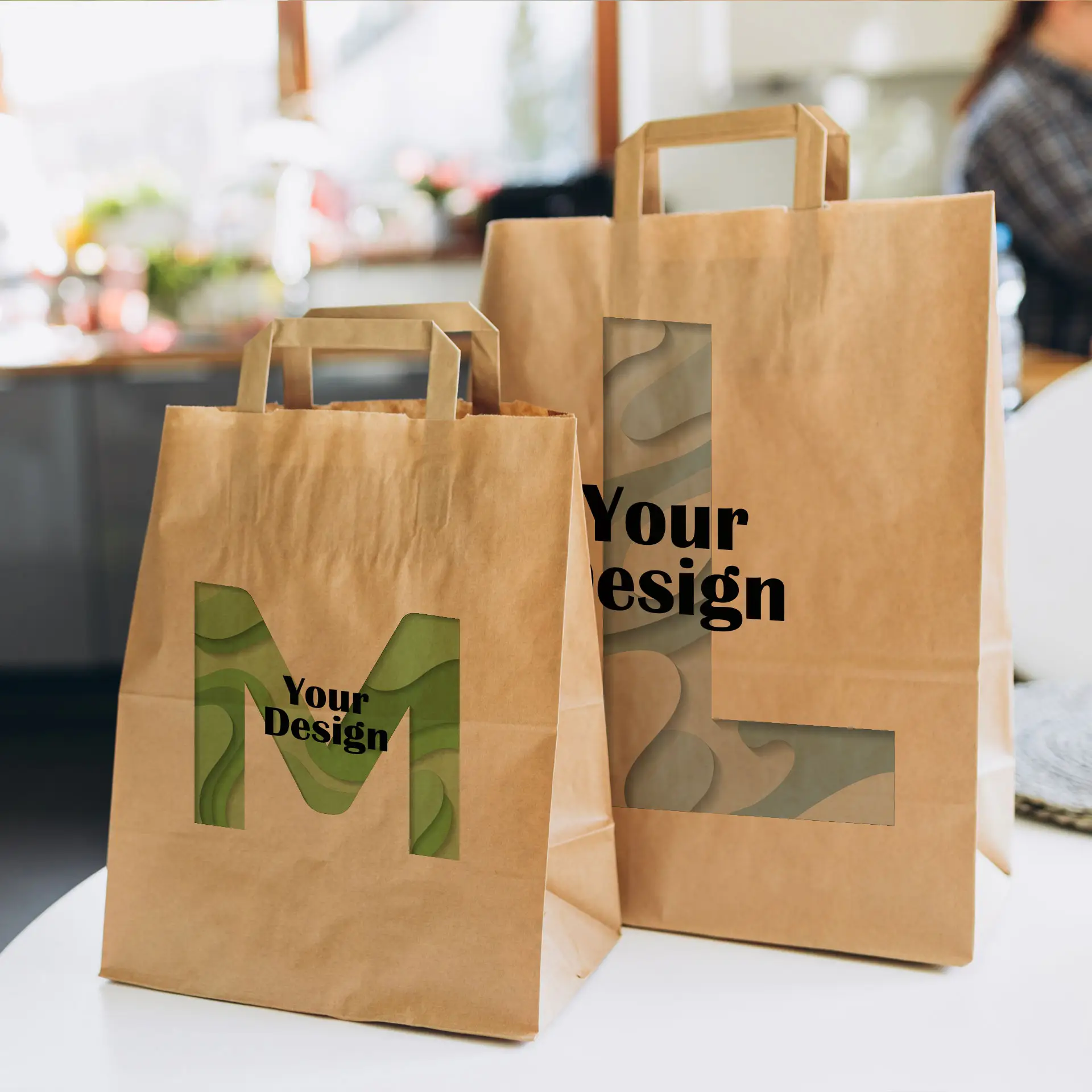 Print paper carrier bags, brown, M - 22 x 10 x 28 cm