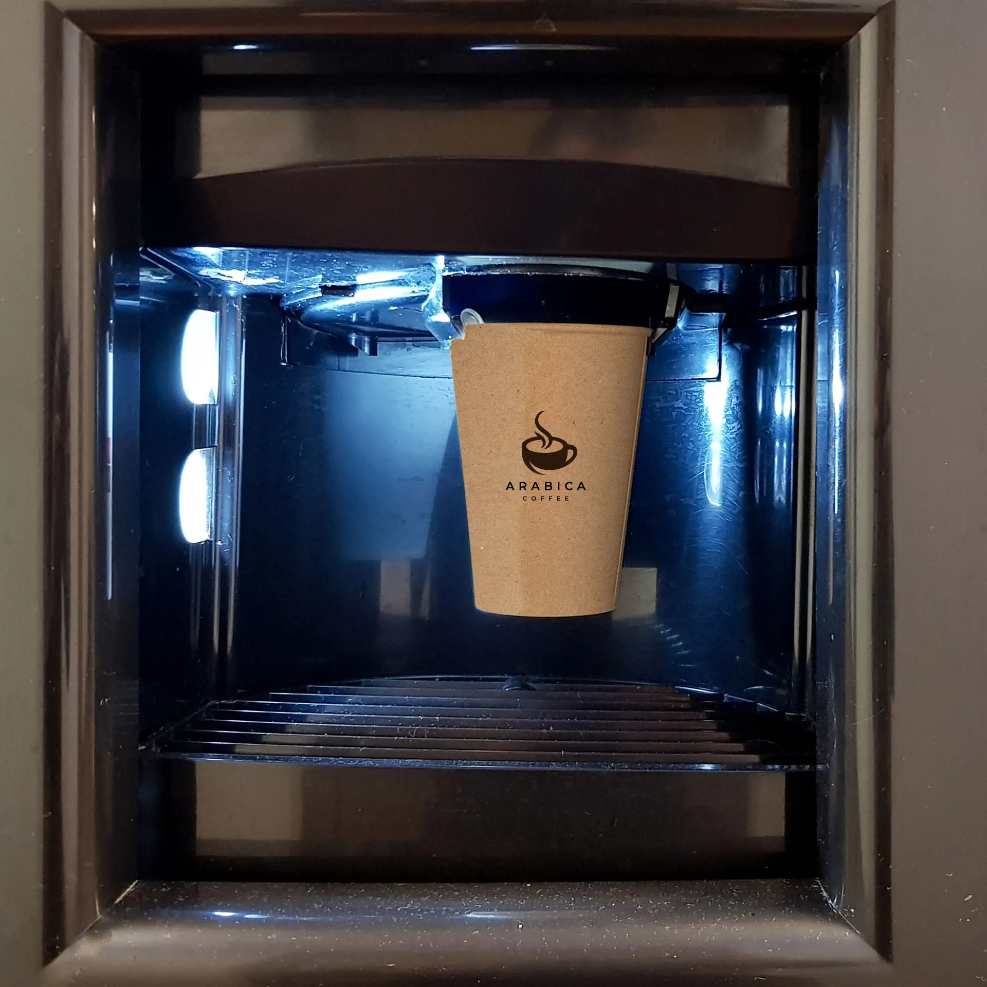 Paper cups with logo (single-wall), 180 ml / 7 oz, brown, PE coated