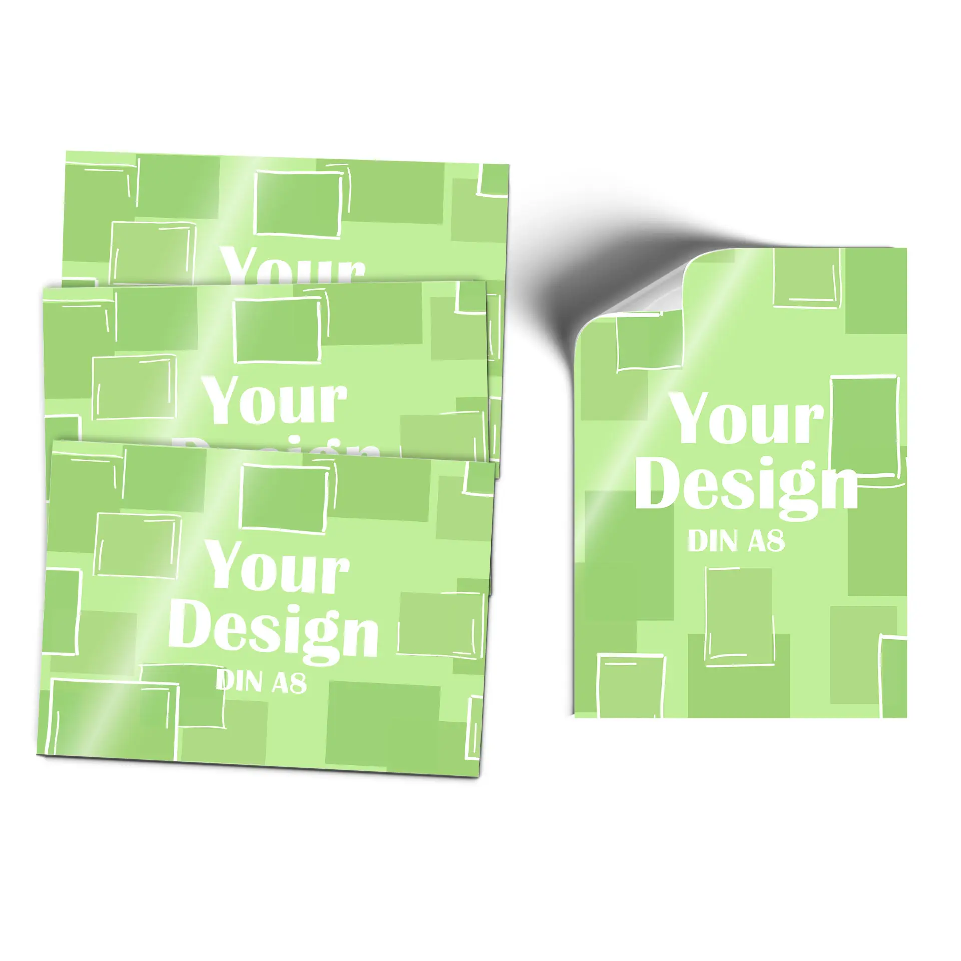 Graphic sticker featuring a design in white on a gradient purple background, size 74x52 mm, with a rounded corner.