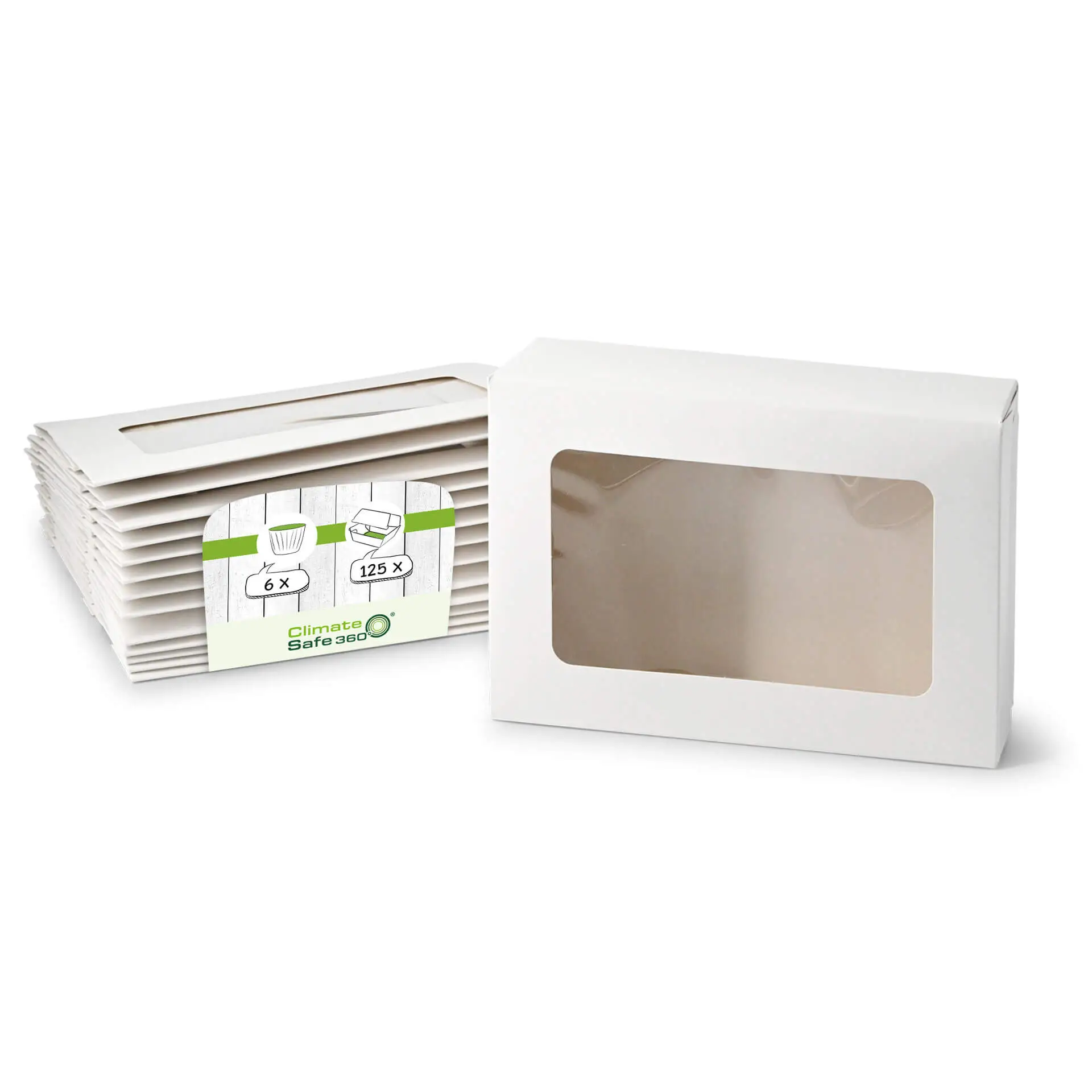 Cupcake boxes (6-pack), cellulose window, white