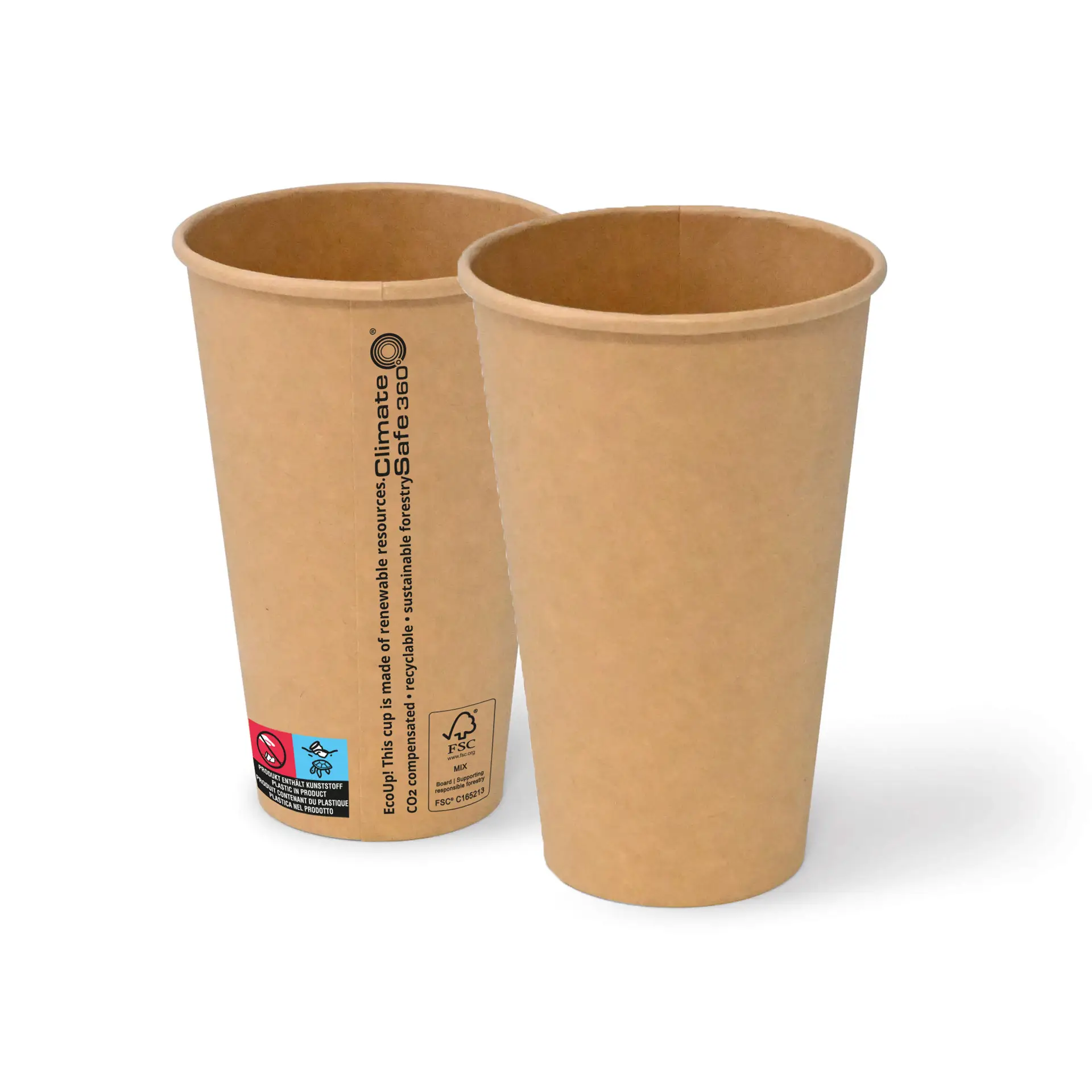 16 oz Paper cups (coated), Ø 90 mm, brown